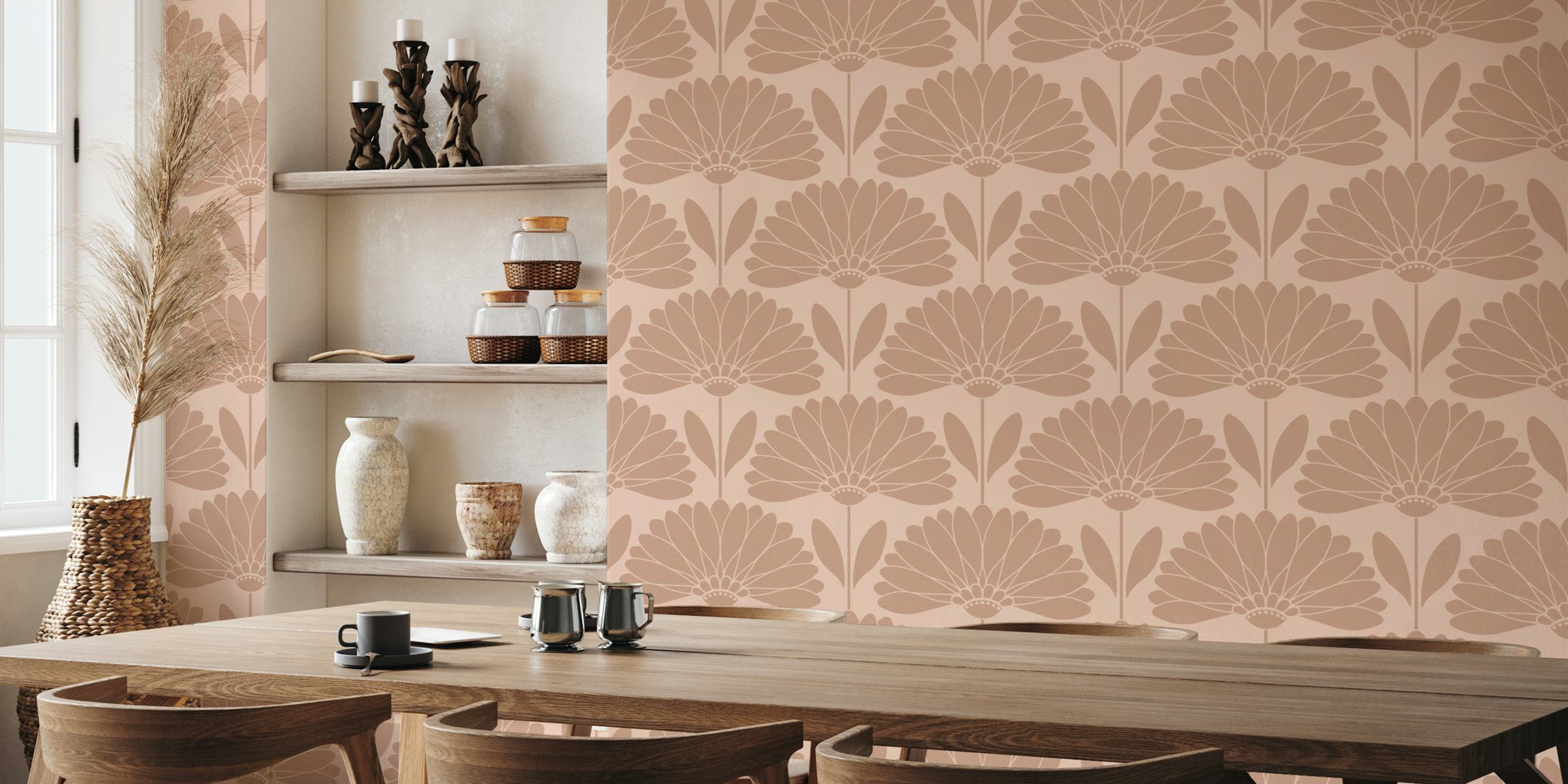 Cream and Sirocco Daisies wallpaper in a room