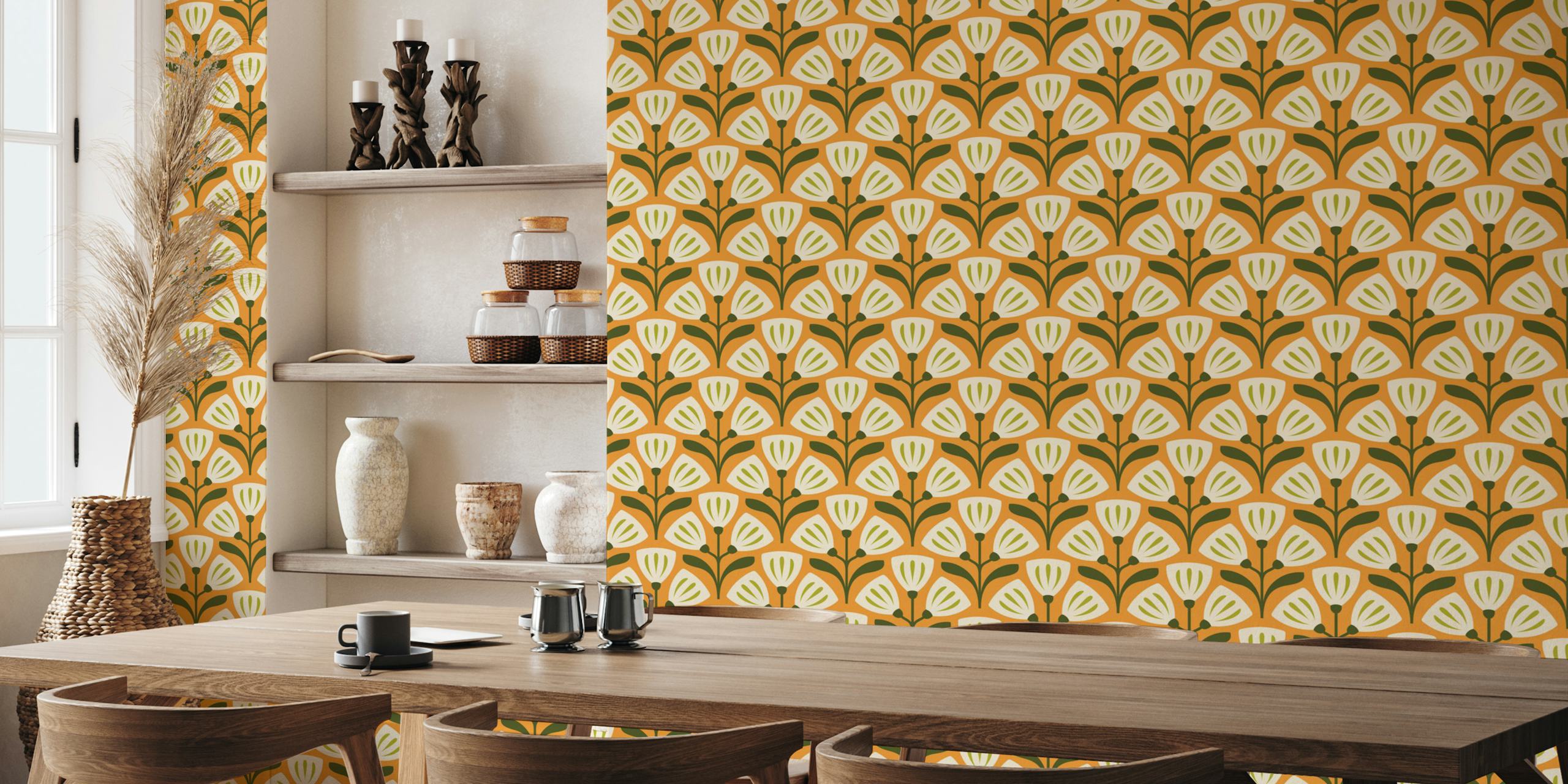 Vintage Bellflower wallpaper w pomieszczeniu