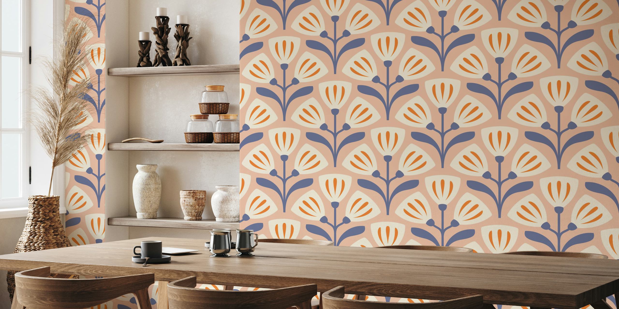 Vintage Bellflower wallpaper in a room