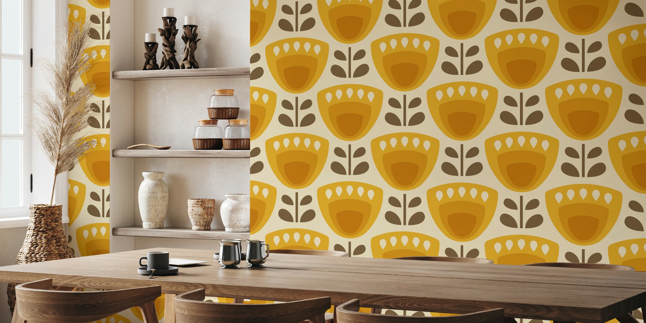 Mid-Century Tulips in Orange tapeta u sobi