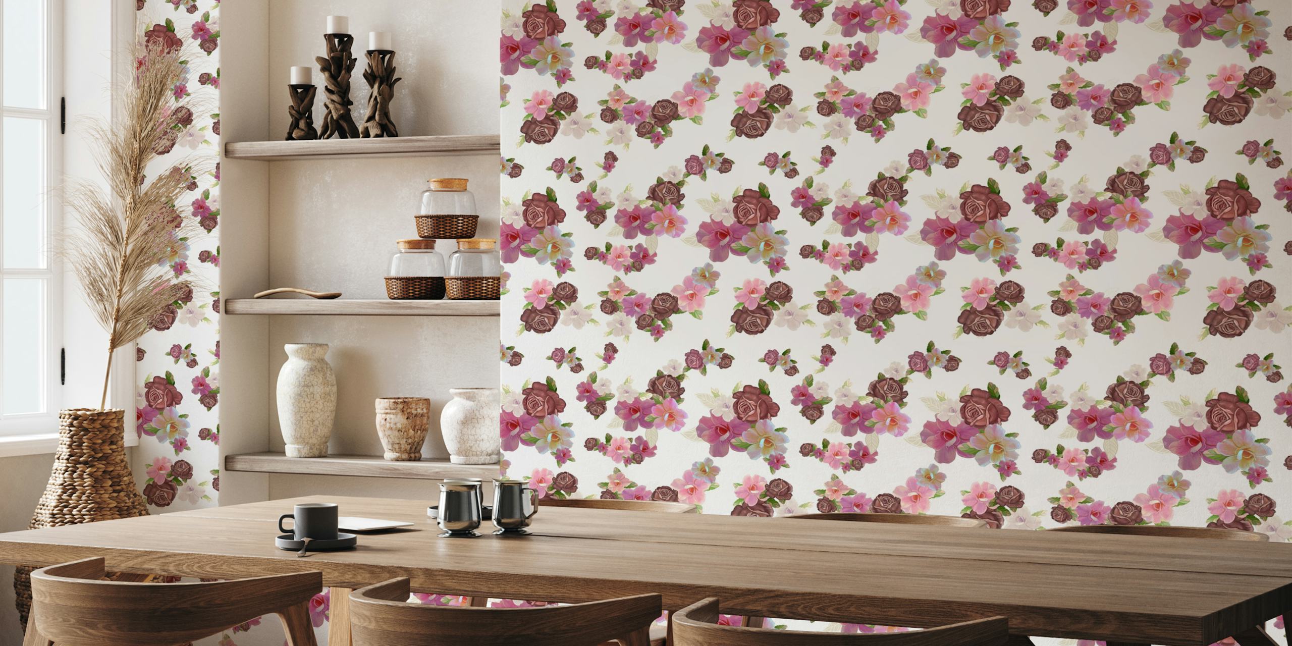 Elegant Floral Blooms wallpaper in a room