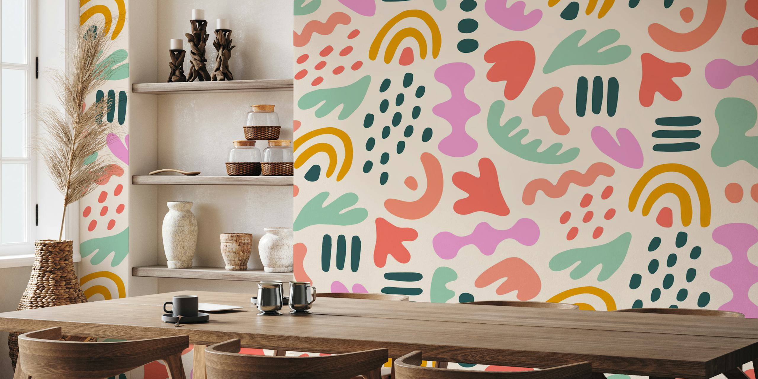 Papel pintado Retro Organic Shapes en una habitación