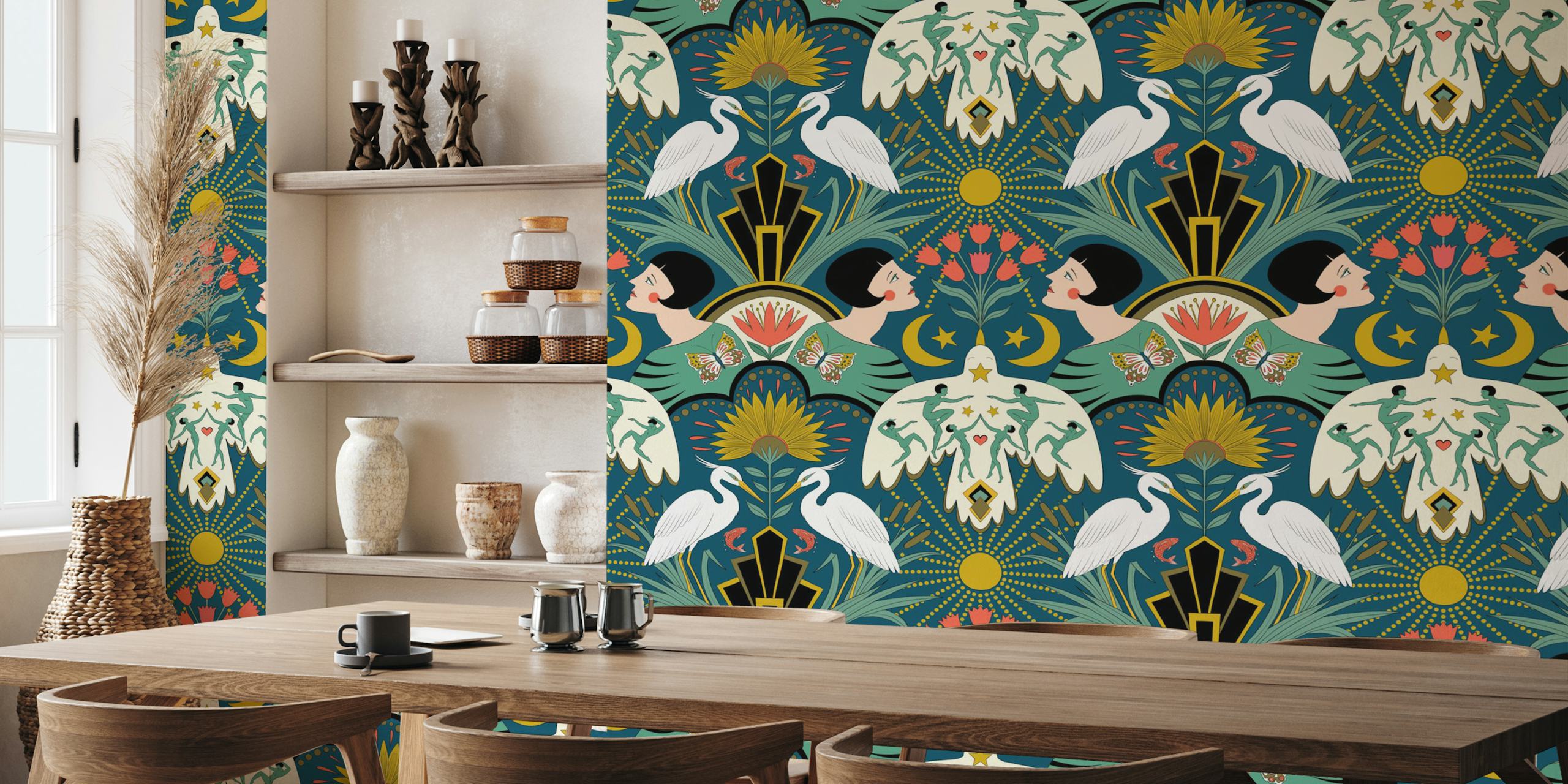 Tapeta Art Deco Dreams w urządzonym pokoju