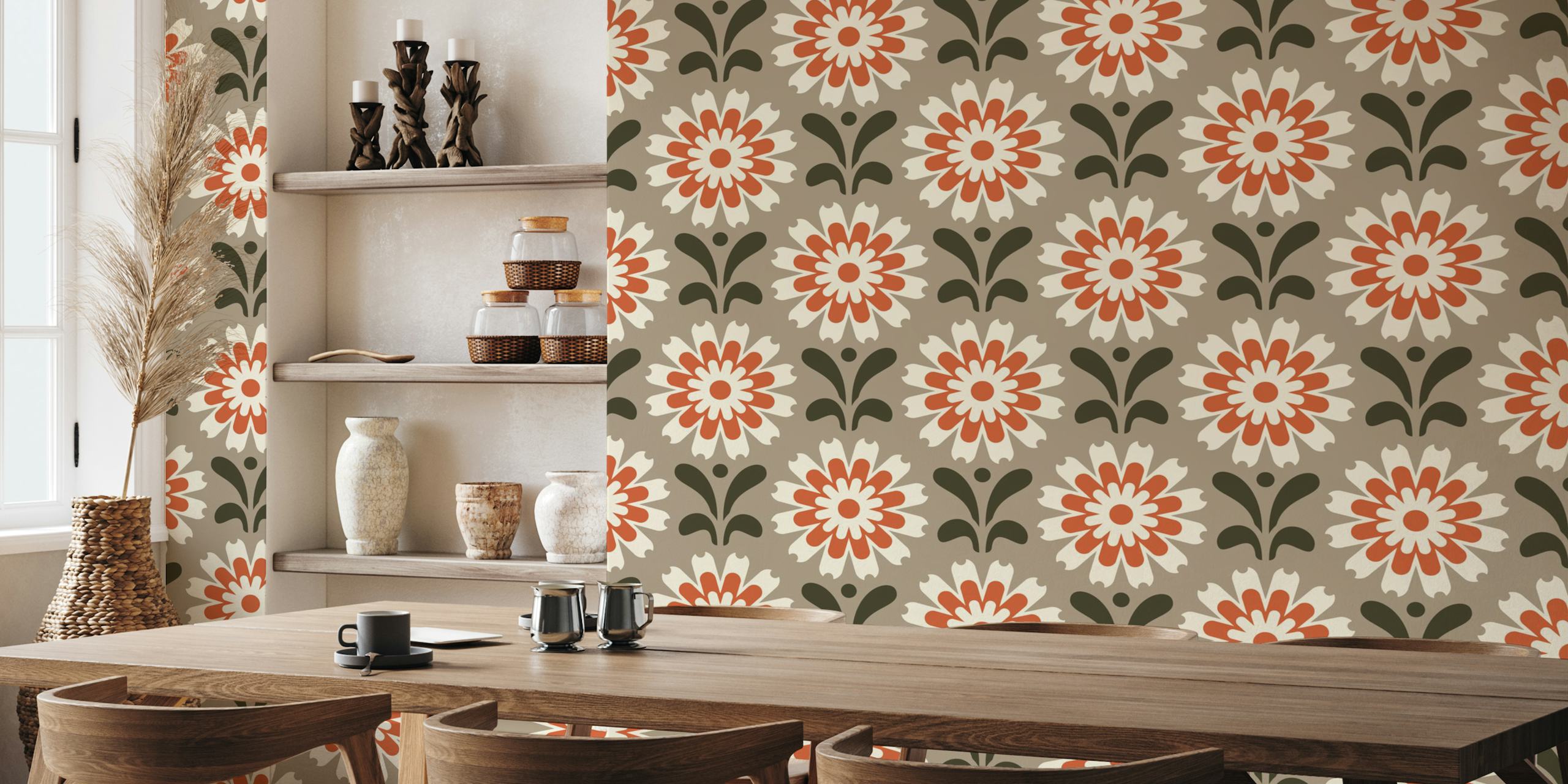 Rustic Daisy Harmony wallpaper in a room