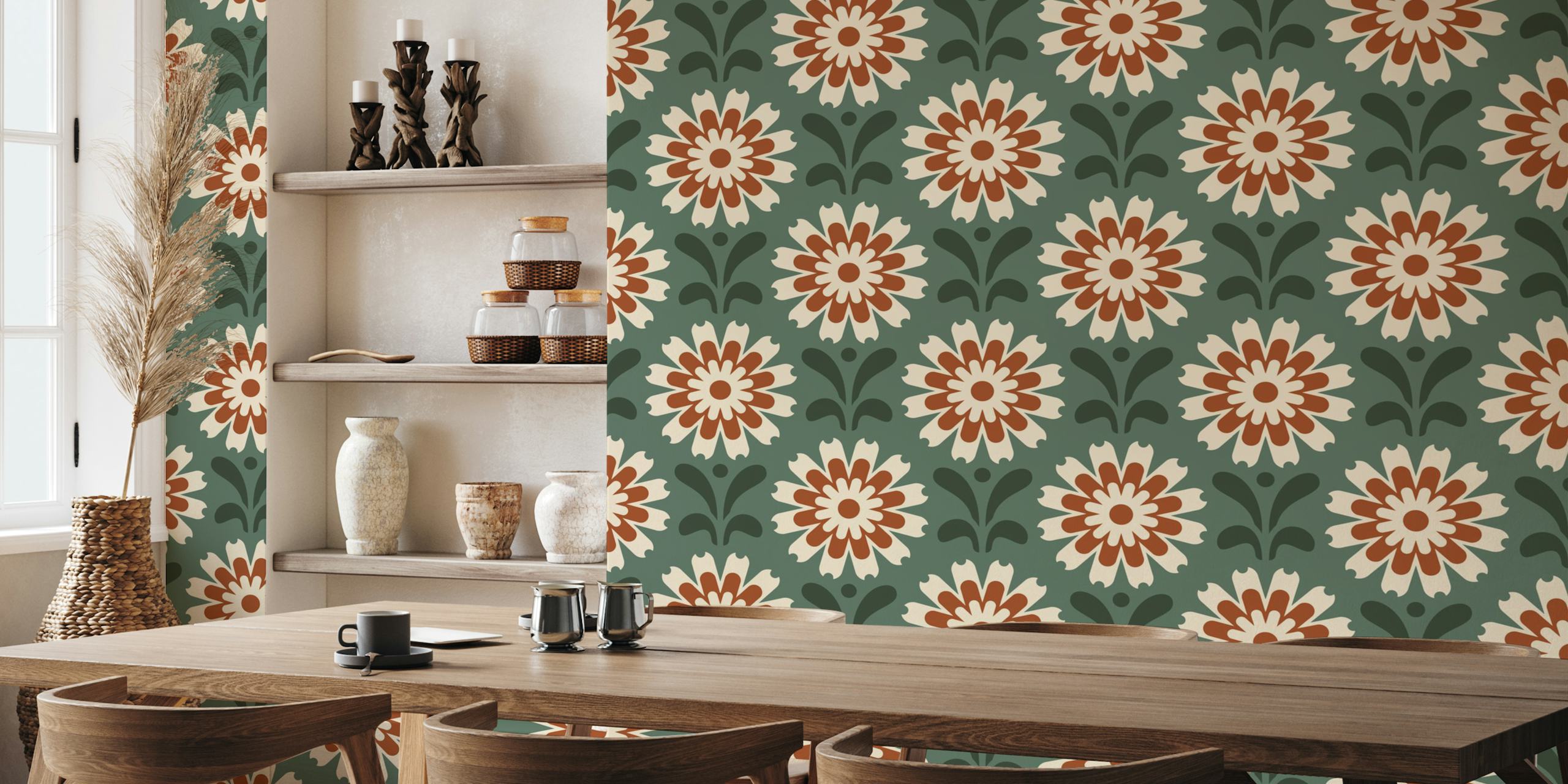 Rustic Daisy Harmony wallpaper en un ambiente de habitación