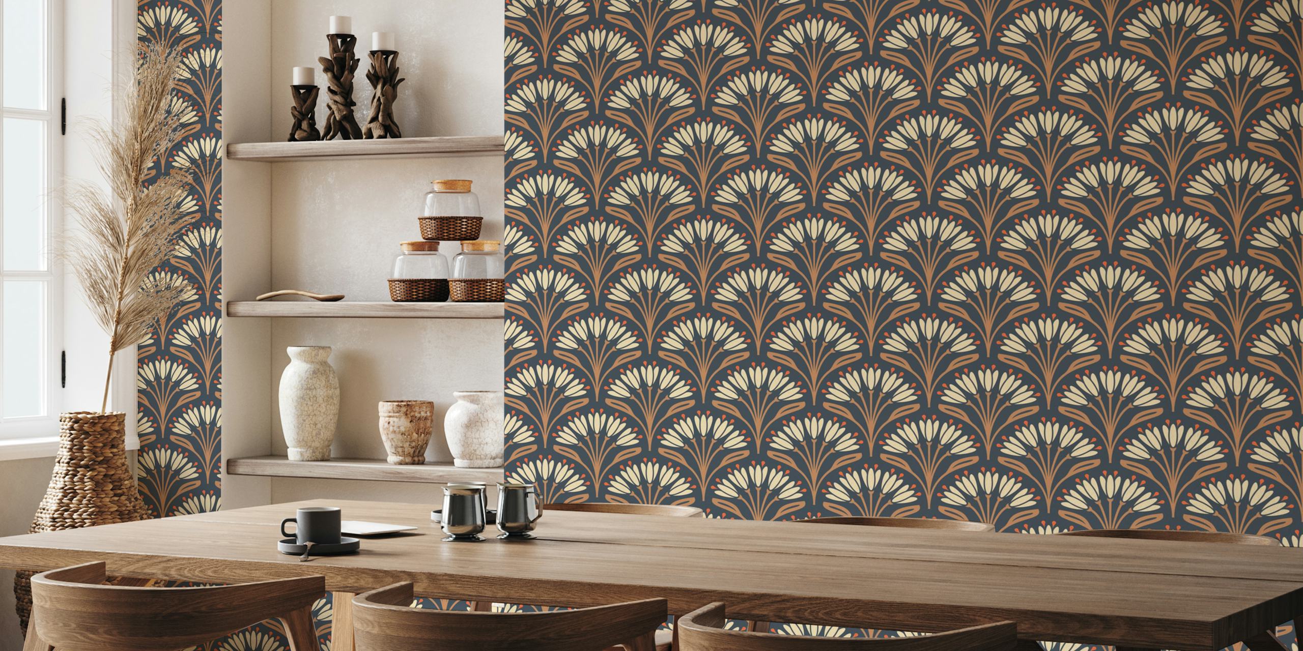 Art Nouveau Floral Touch in Brown dizajn tapete