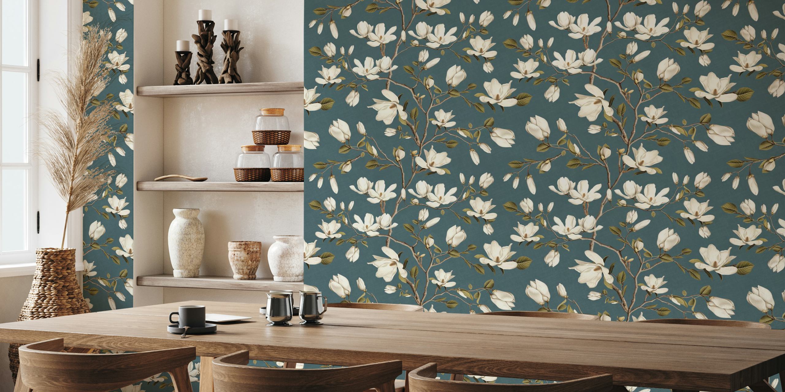 Magnolia wallpaper pattern in a room