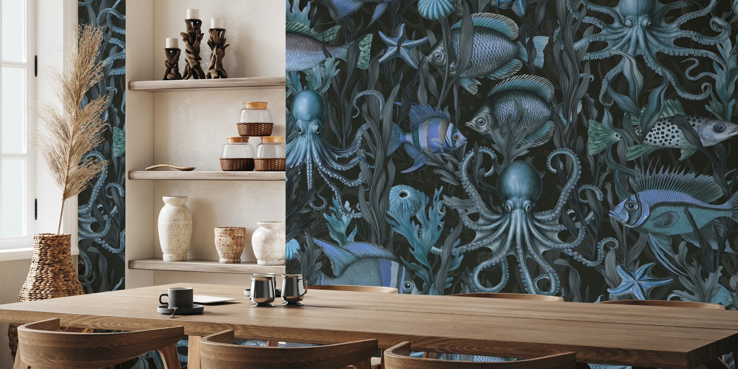 Papel pintado Underwater world creatures en una habitación