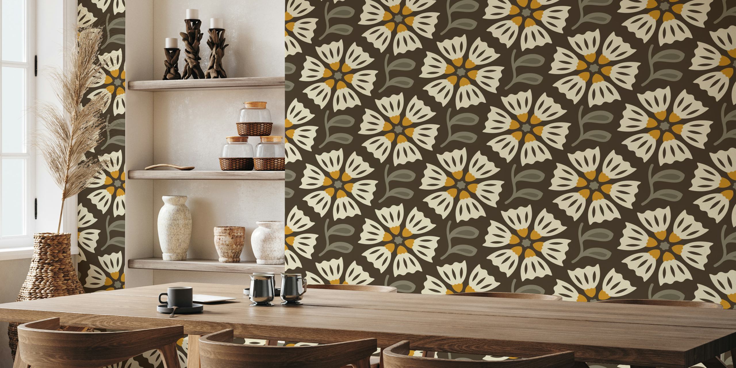 Retro Blossom Delight wallpaper in a room