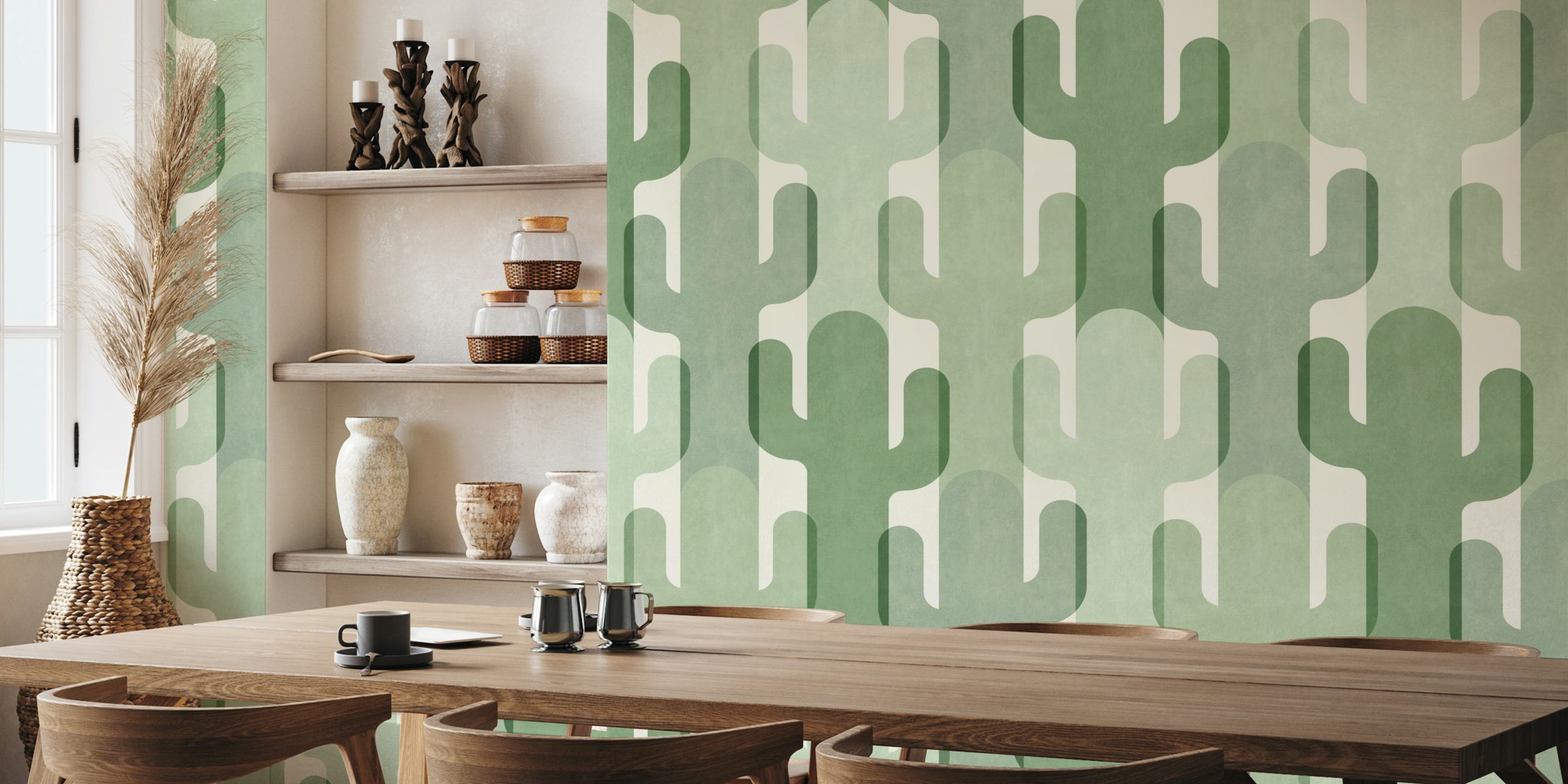 Calming cacti wallpaper in a room