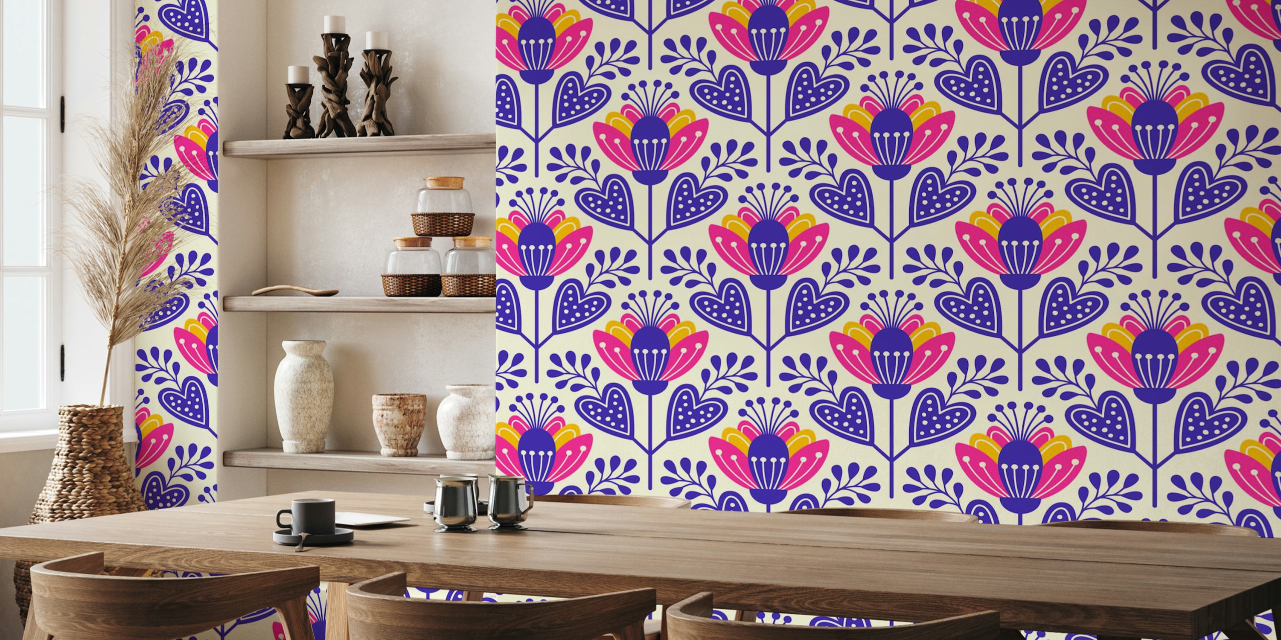 Stylish Scandinavian Flower Magic Purple wallpaper