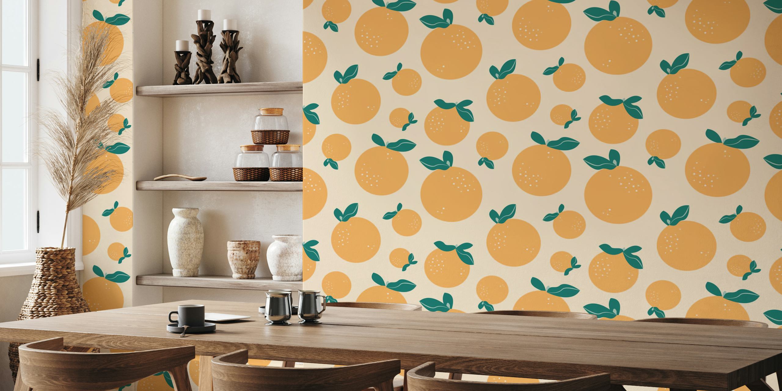 Summer Oranges beige tapet i rum