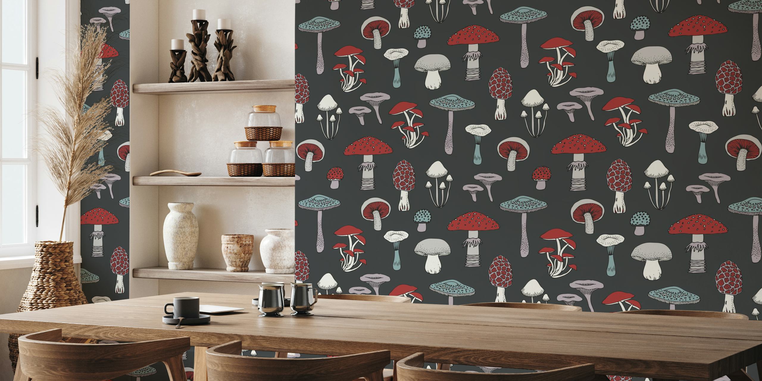 Midnight Mushrooms-tapet i et rum
