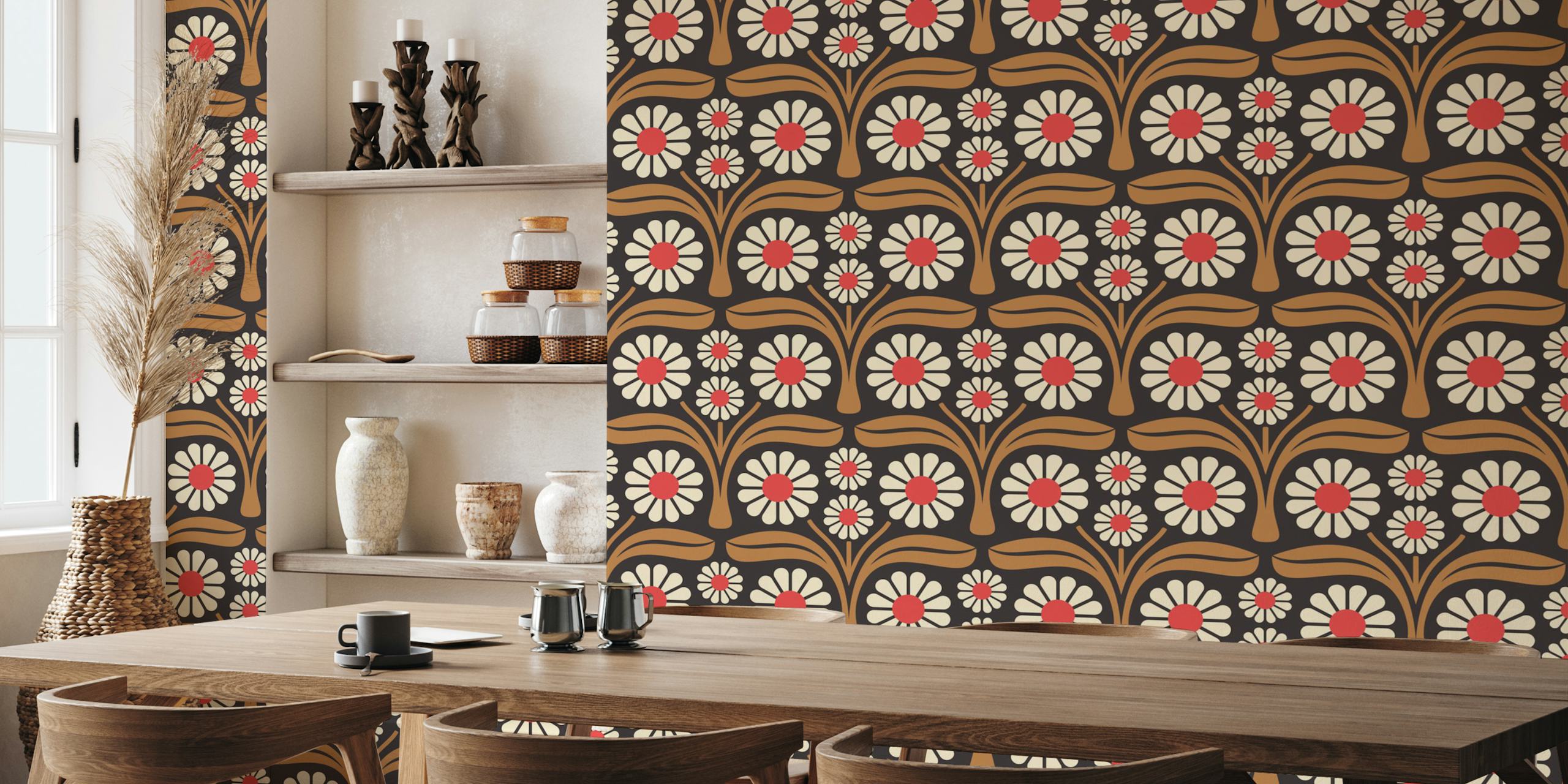 Bold Daisy Retro wallpaper in a room