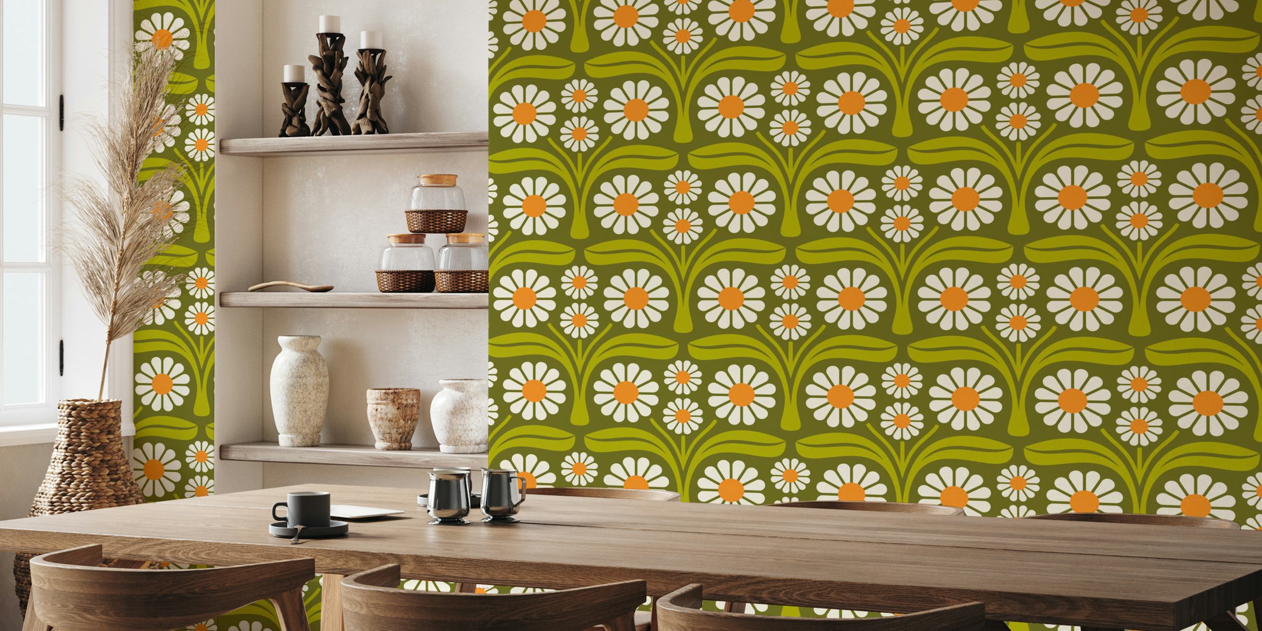 Tapeta Bold Daisy Retro u postavci prostorije