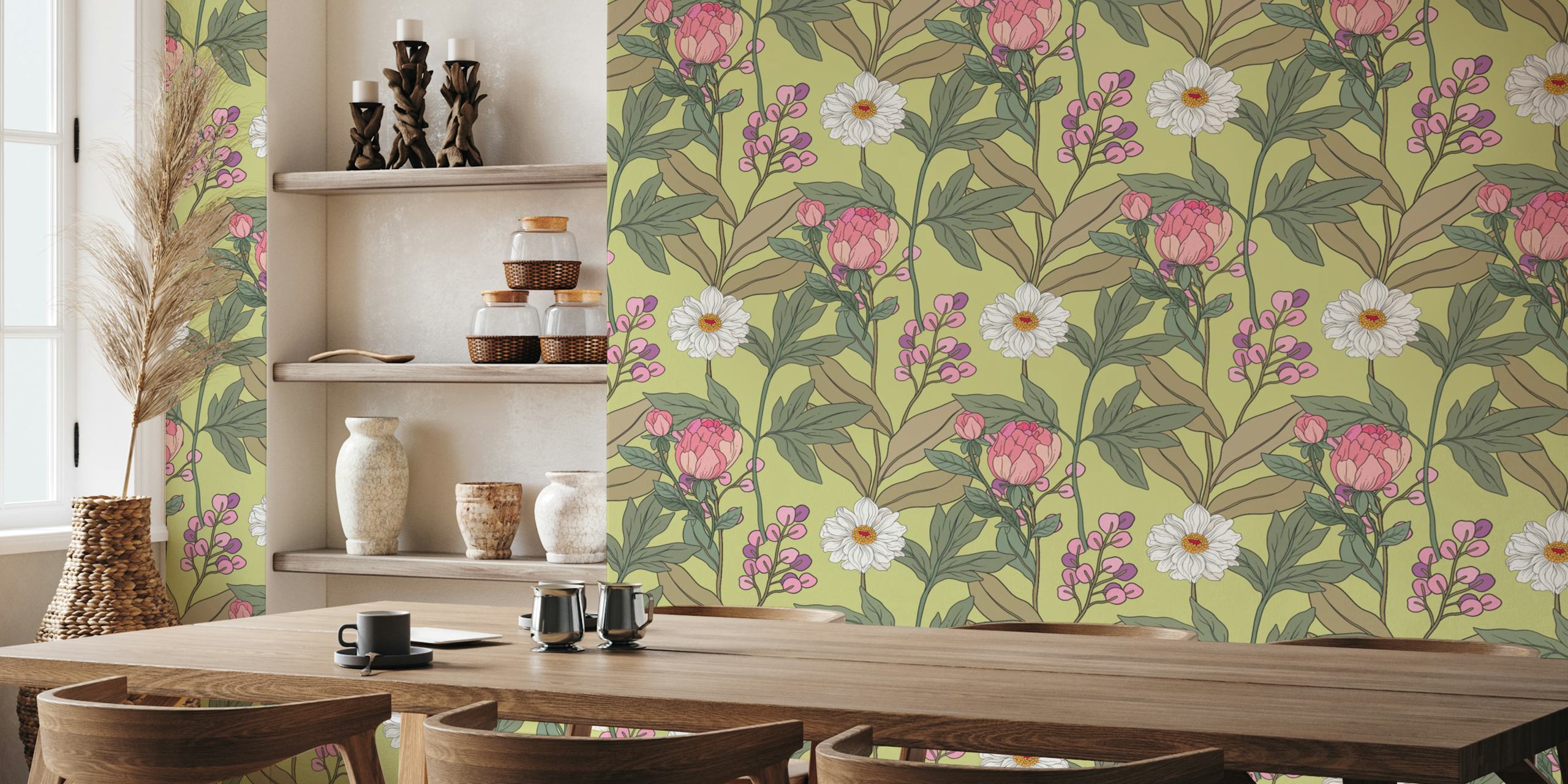 Design tapety kwiatowej w pokoju
