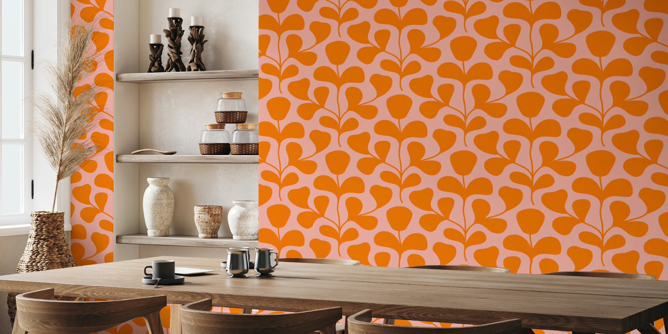 Large Scale Abstract Flowers-tapetti huoneessa