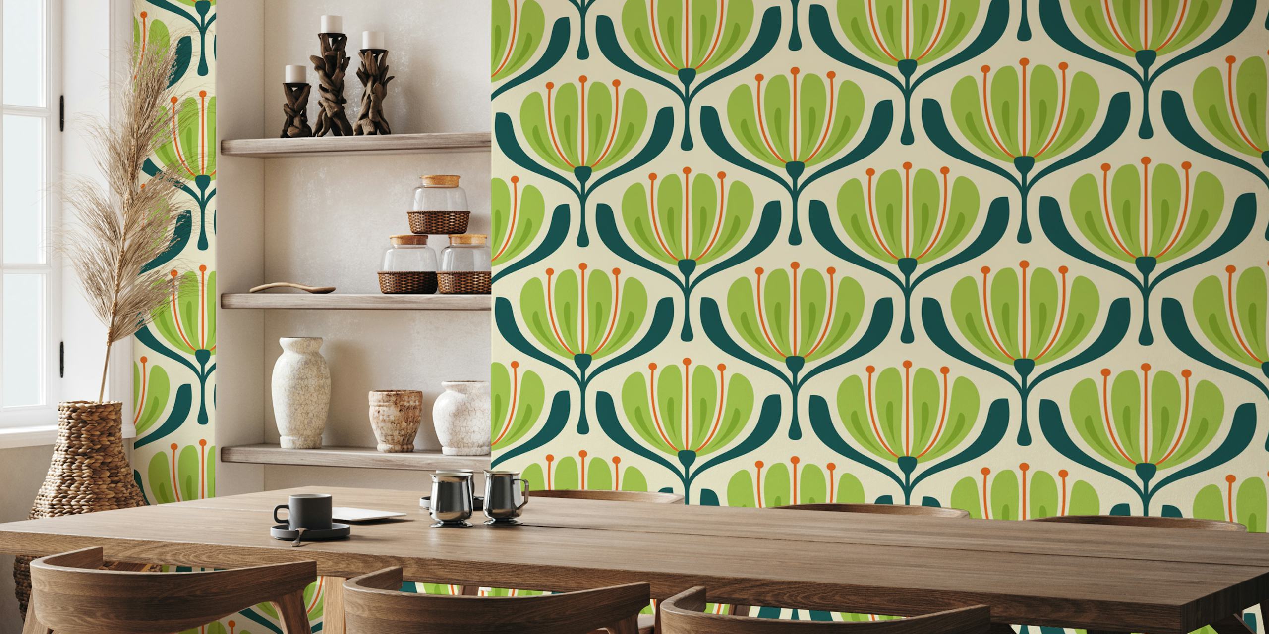Design tapety Vintage Blossom Elegance in Green