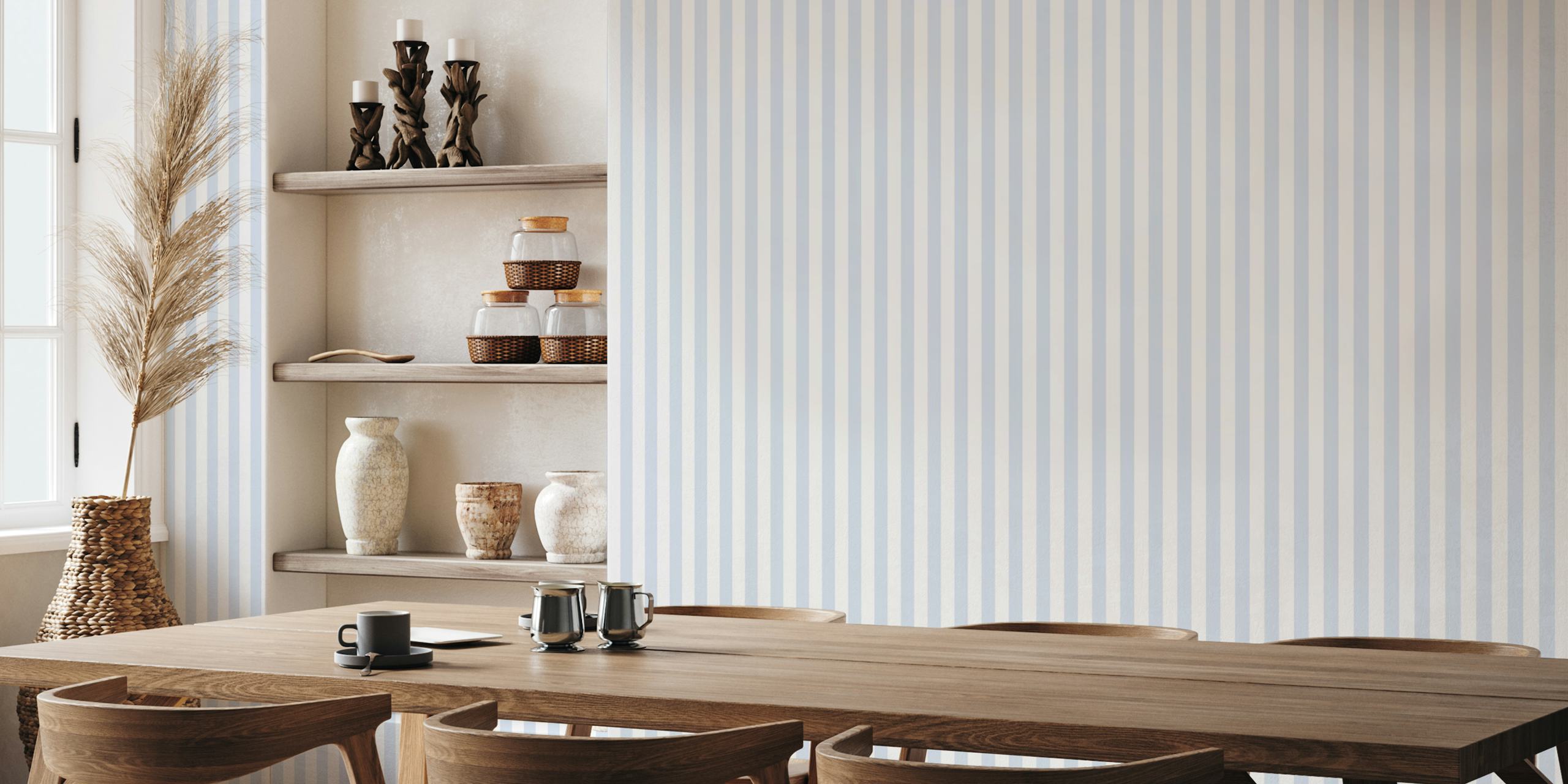 Pastel blue striped wallpaper in soft blue hues