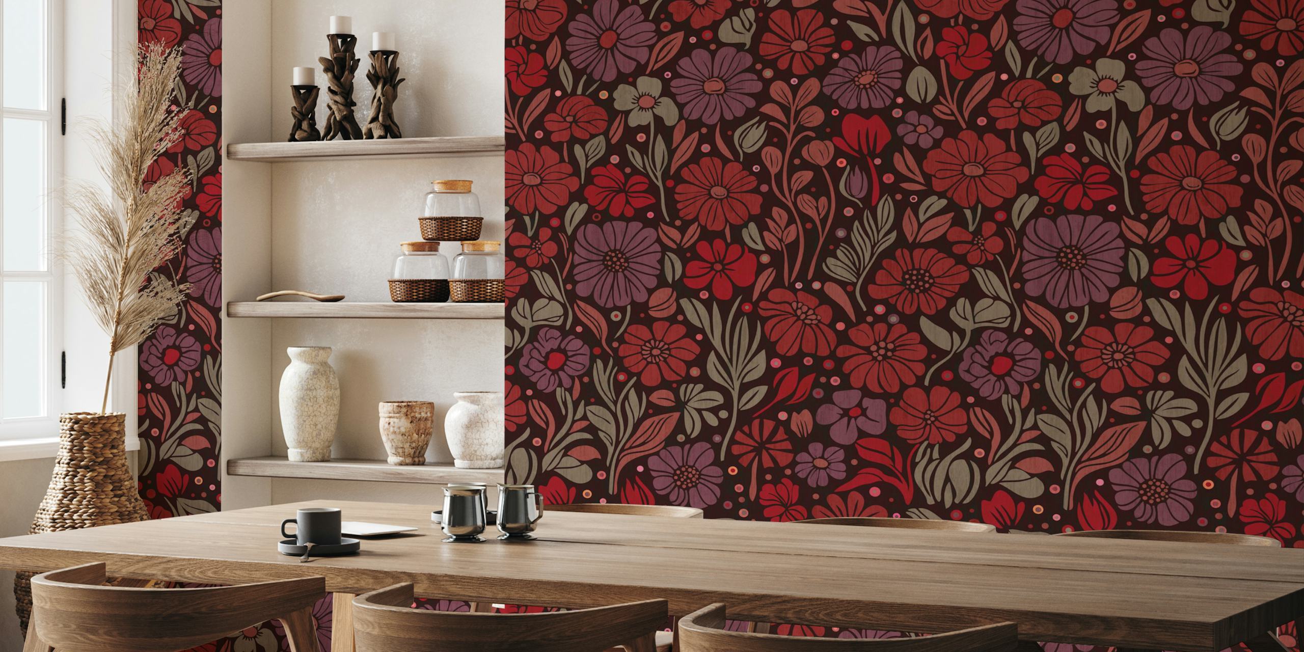 Endless Summer Flower Red tapetti huoneessa