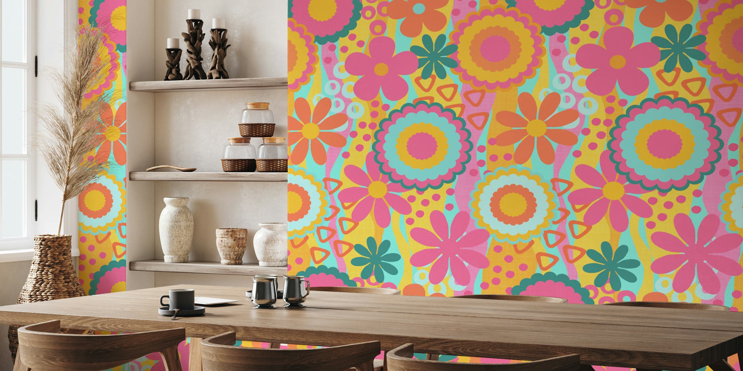 Vibrant Seventies Soul Groovy Flower Power behang
