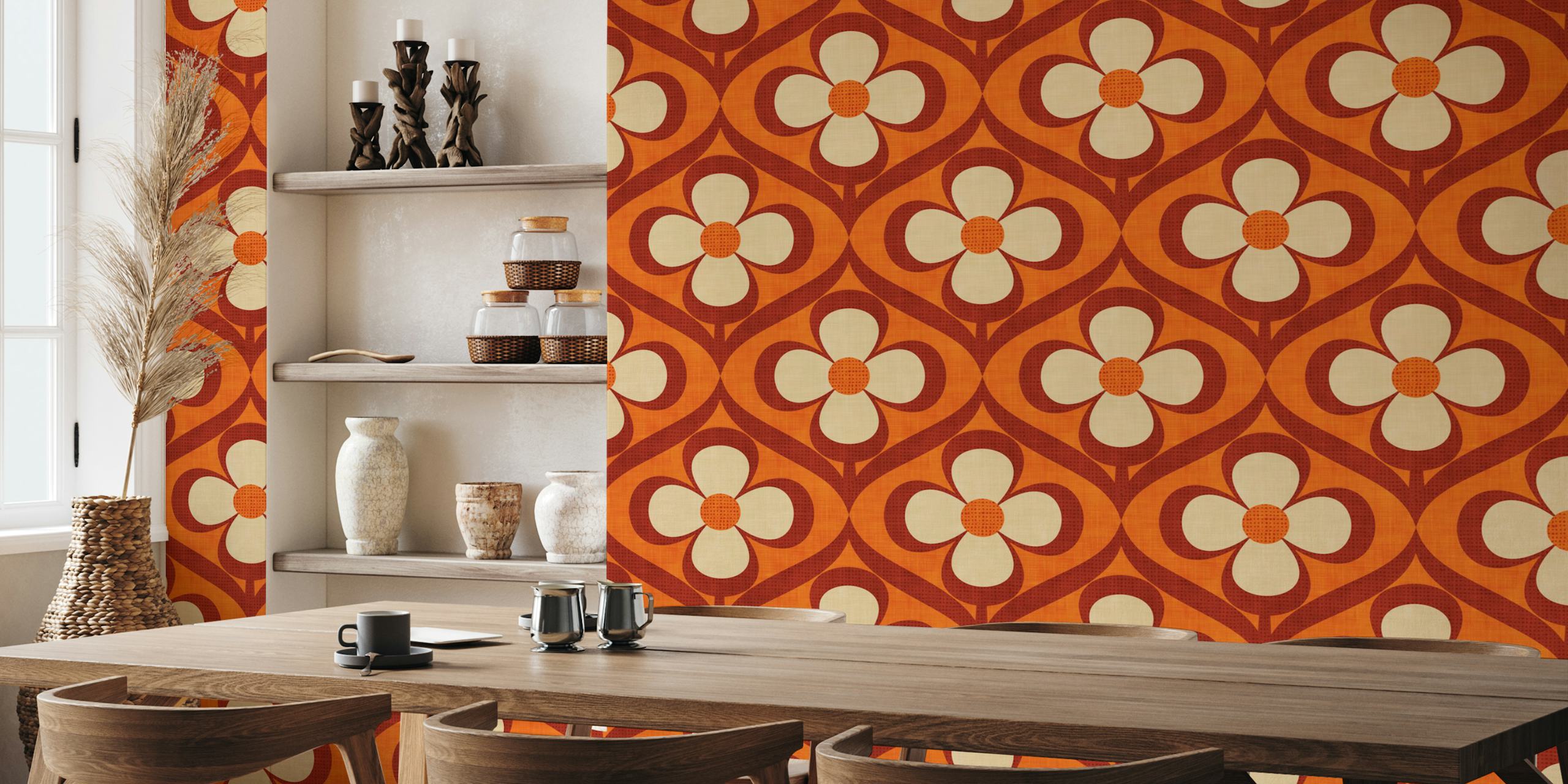 Σχεδίαση ταπετσαρίας λουλουδιών Mid Century Modern