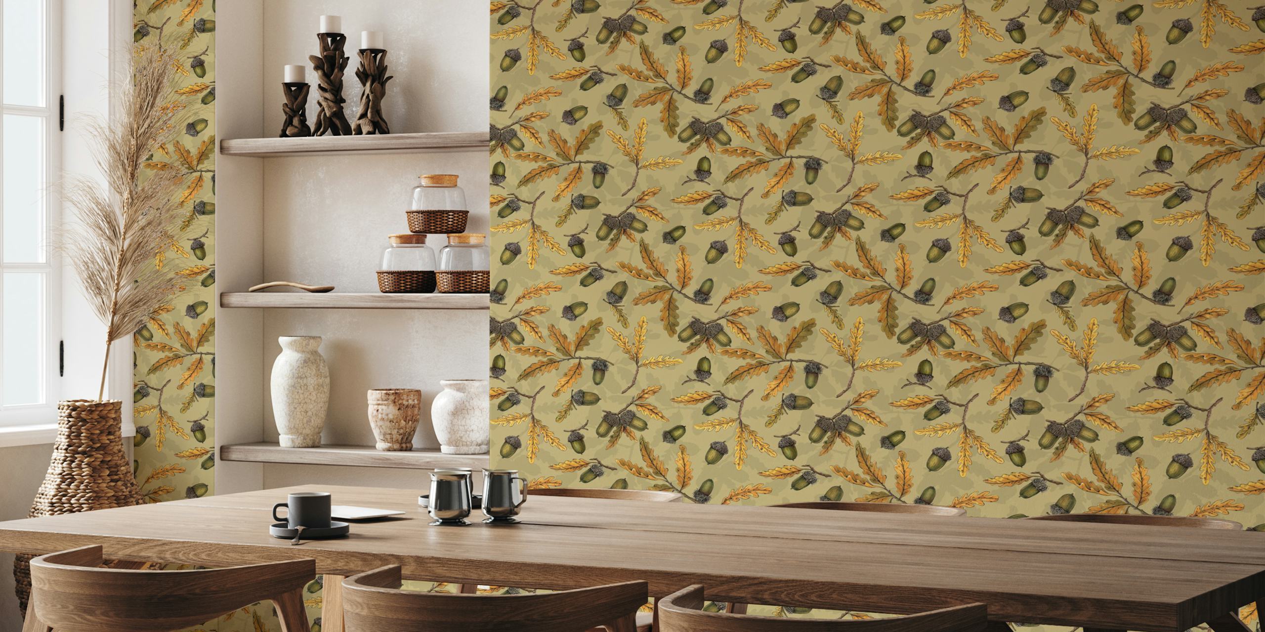 Design de papier peint Acorns and oak leaves