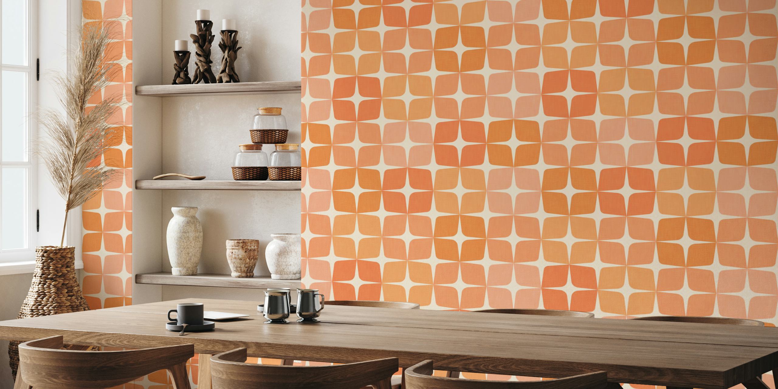 Mid-Mod Star block print wallpaper in a room