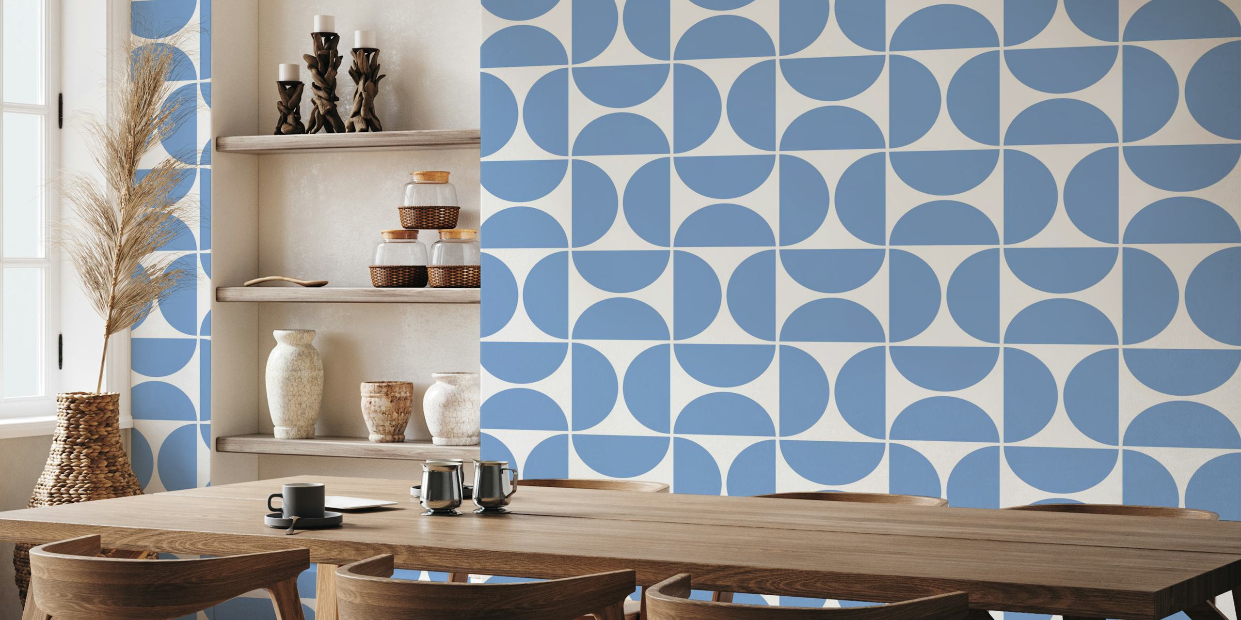 Modern Blue Geometry wallpaper in a room