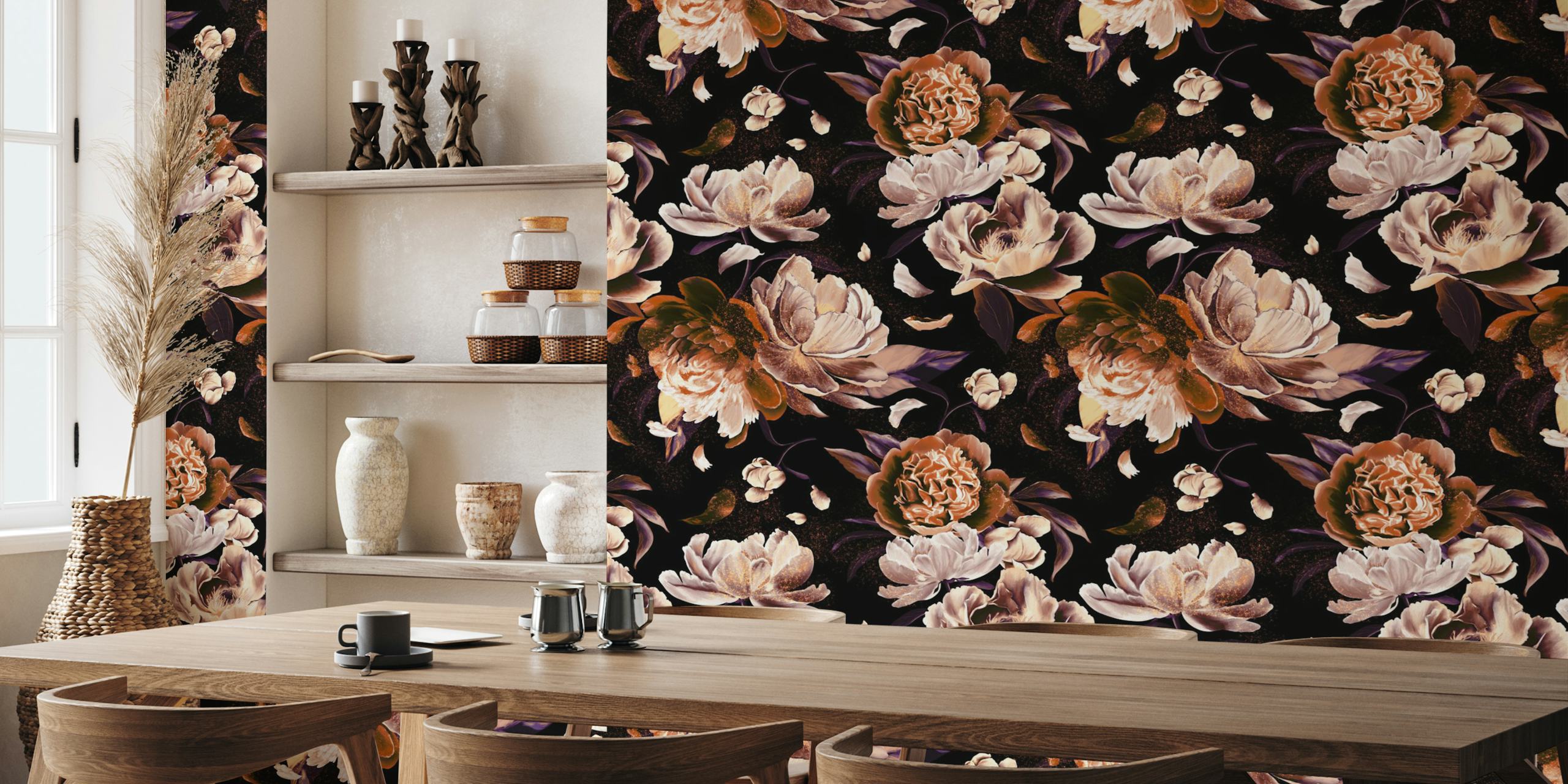 Whimsical Peonies Dark Orange Flowers v pokoji