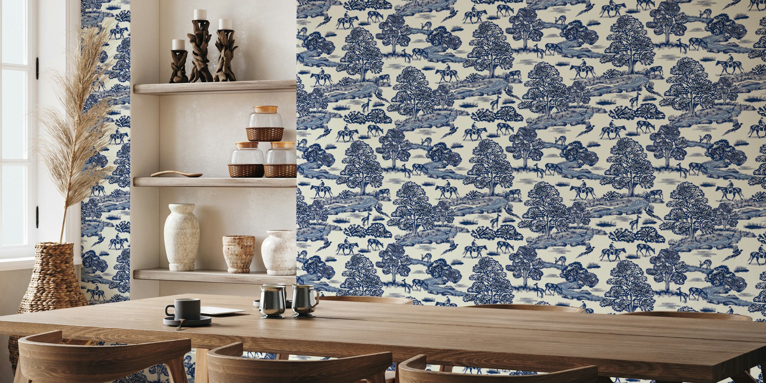 Country Brook Royal Blue wallpaper design in a room