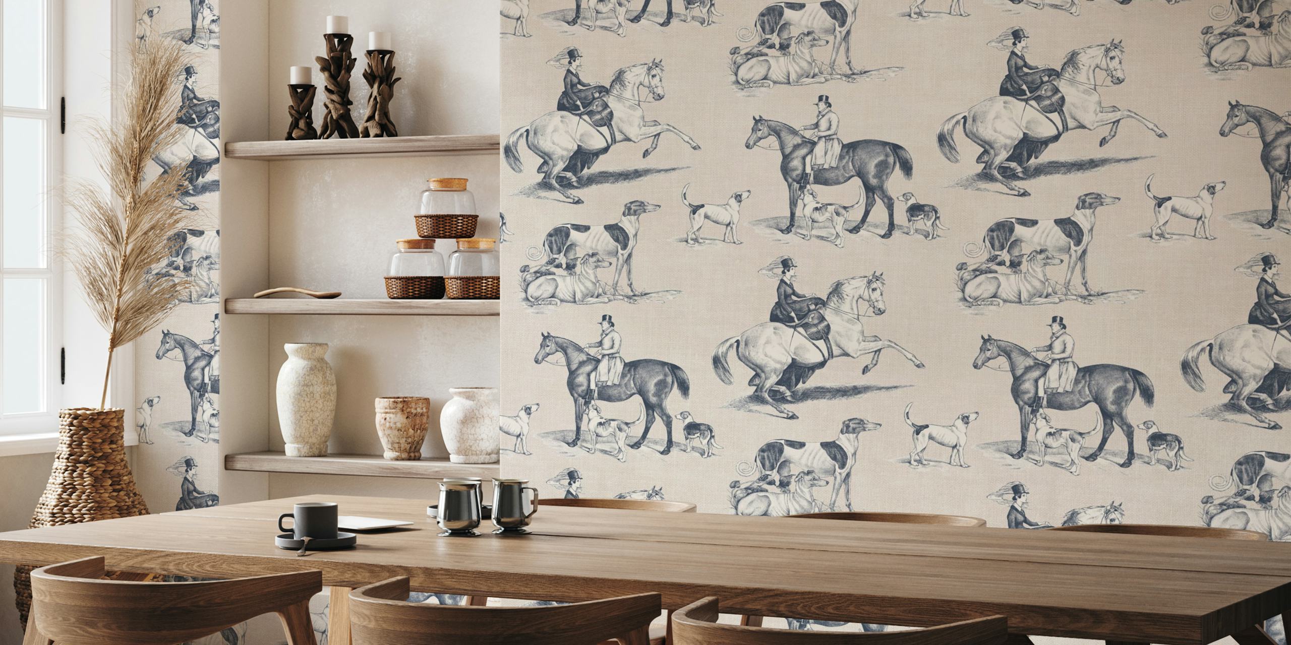 Equestrian toile tapeta v místnosti