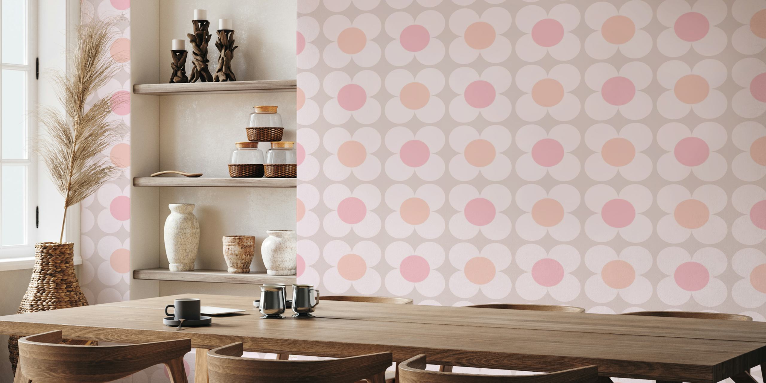 Pastel Scandi Flowers wallpaper in a room