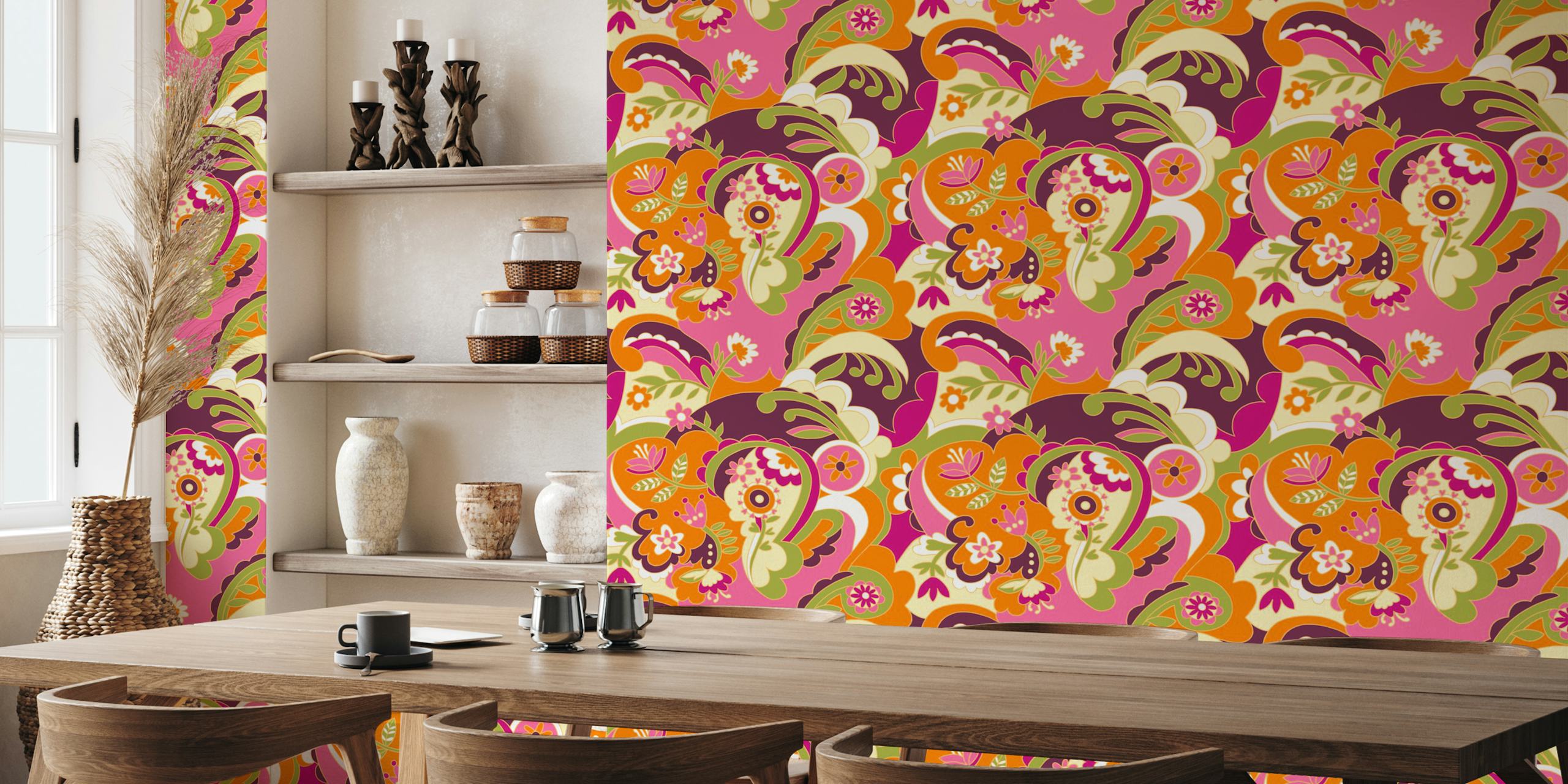 Groove Blossom-Light wallpaper in a colorful room