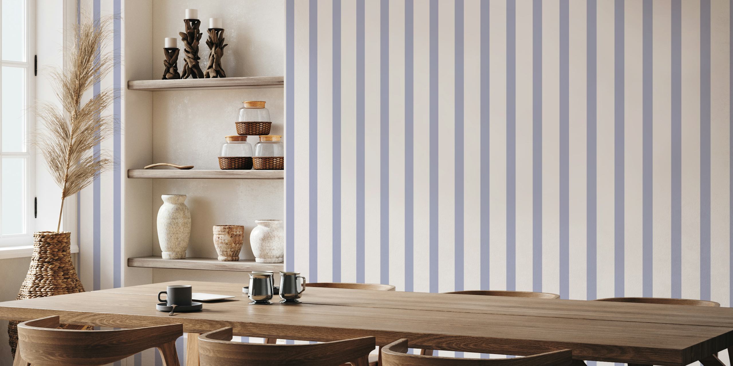 Minimal Striped Design Moody Lavender Beige behang
