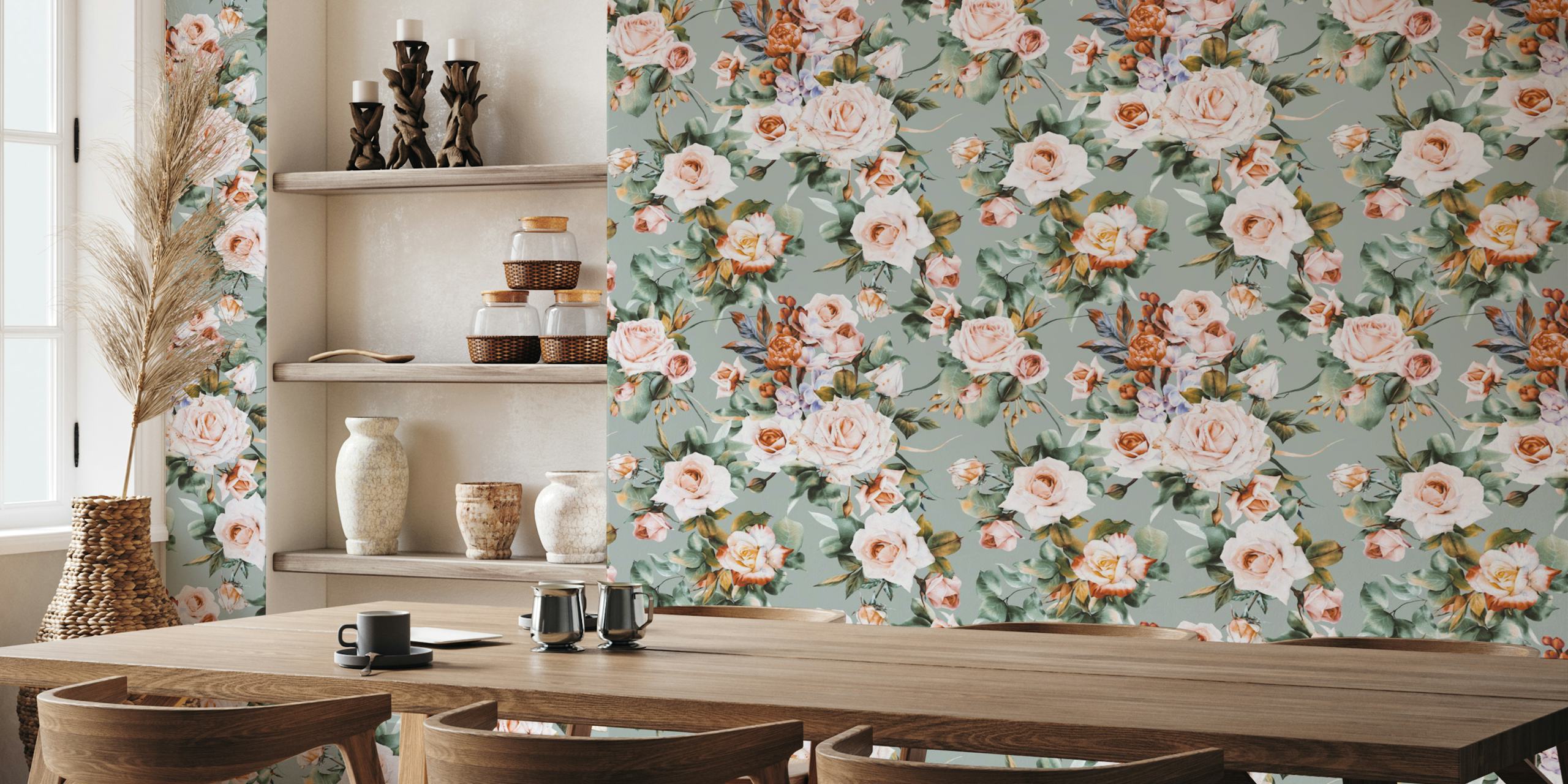 Timeless Rose Bouquet tapetti huoneessa
