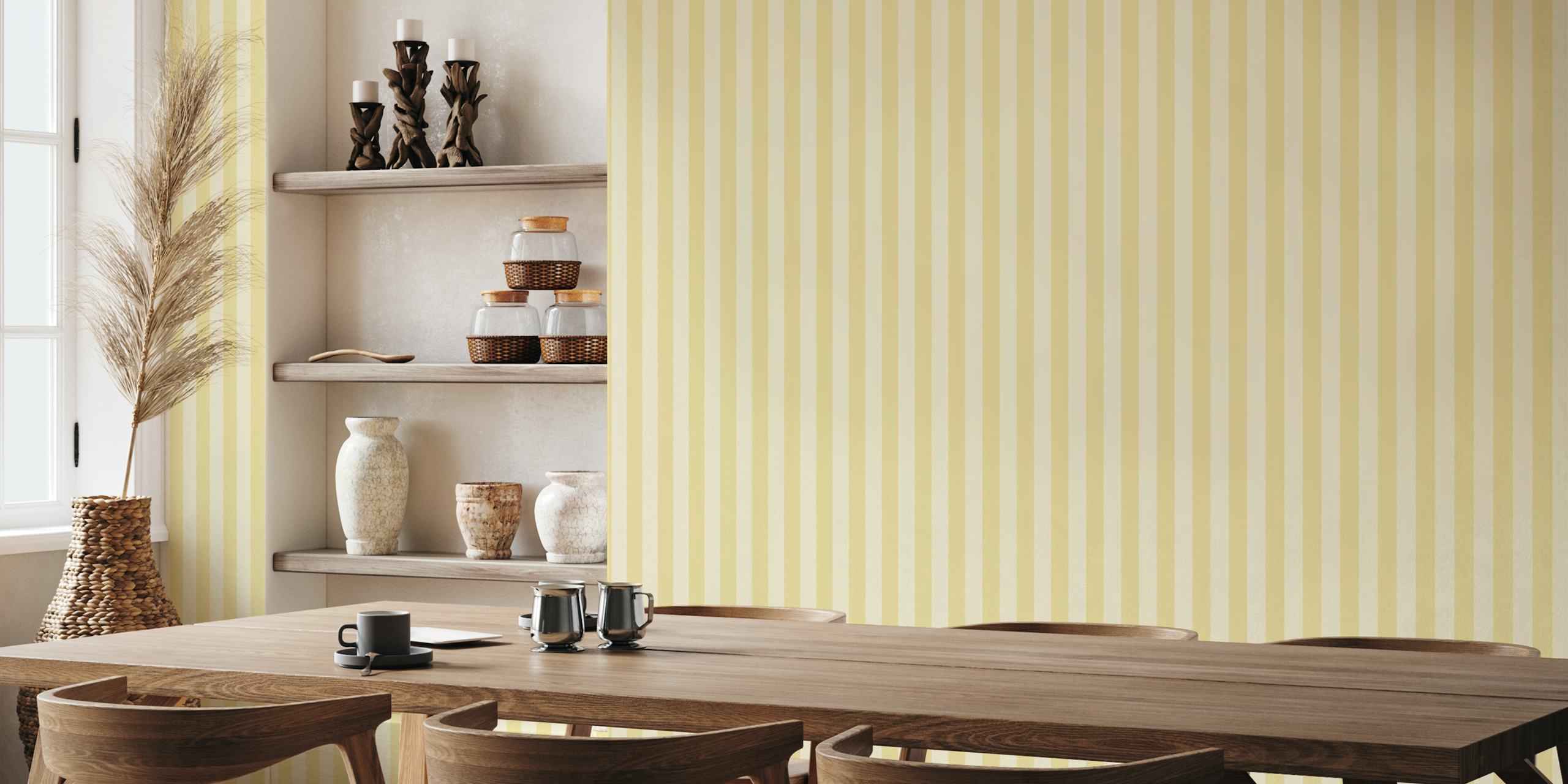 Monochrome Butter Yellow Stripes - Medium en una habitación