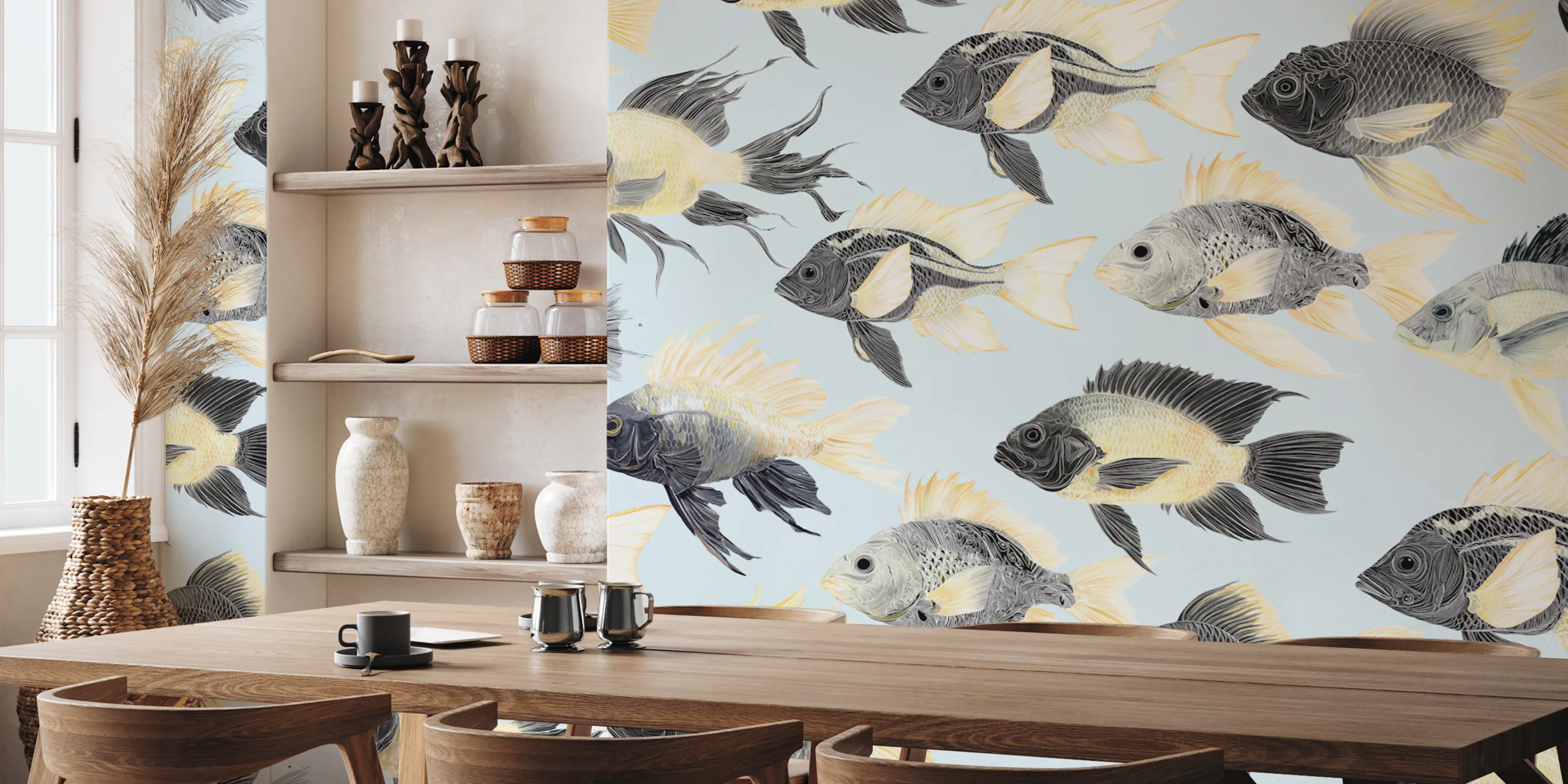 Fish Pattern Wallpaper for Nautical Decor