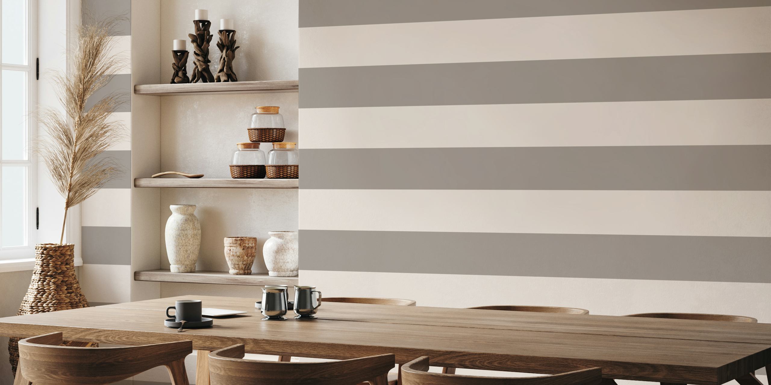 Smooth Beige Stripes Tapete in einem Raum