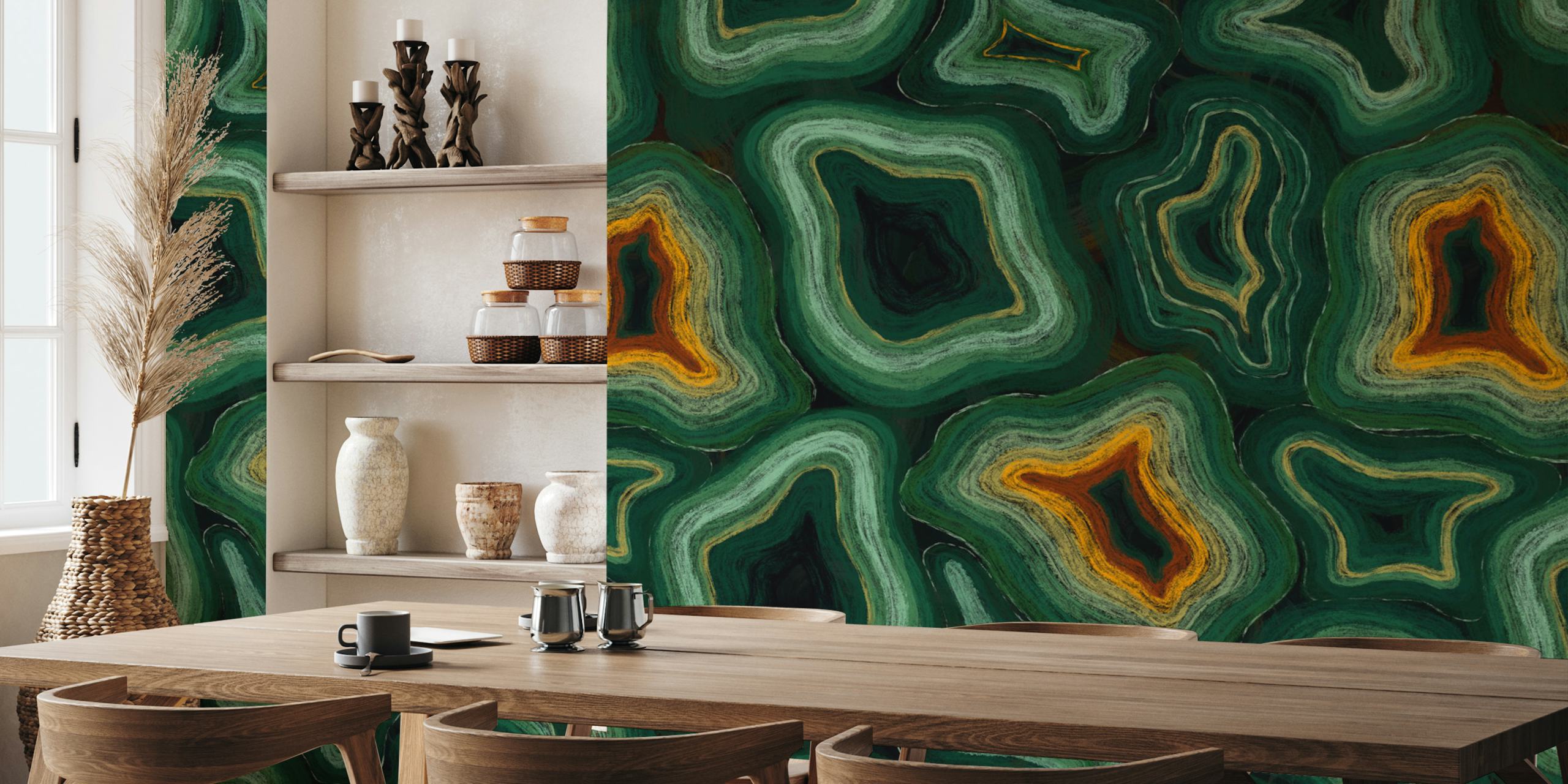 Emerald Geode Flow wallpaper in a room