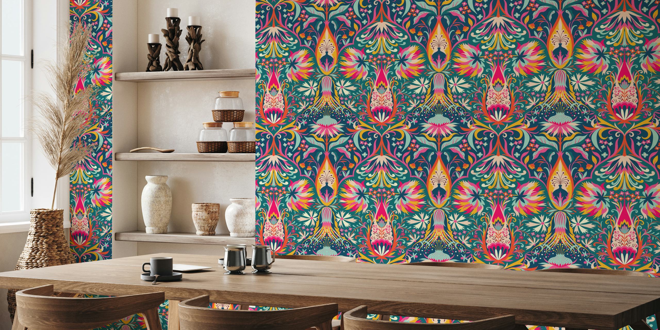 Colorful paisley floral pattern design wallpaper