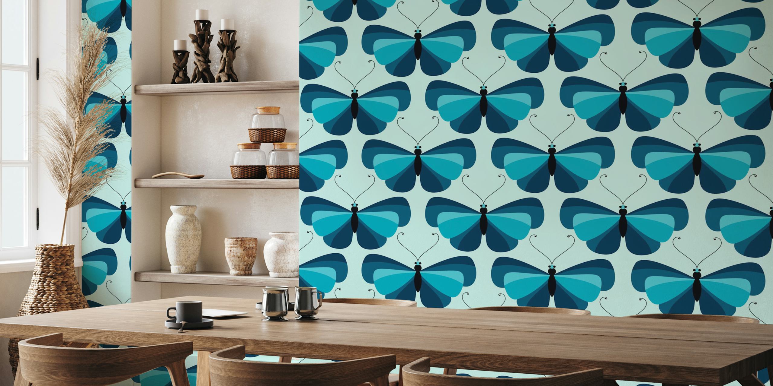 Ταπετσαρία Blue Butterfly Dreams σε ένα δωμάτιο