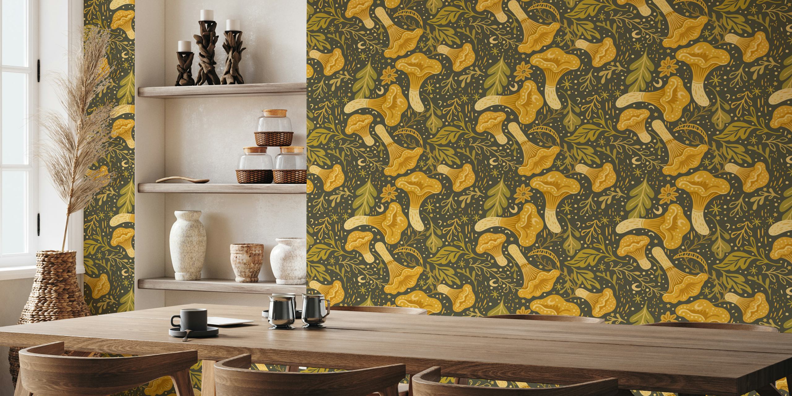 Diseño de papel pintado Charming Forest Encounter en una habitación