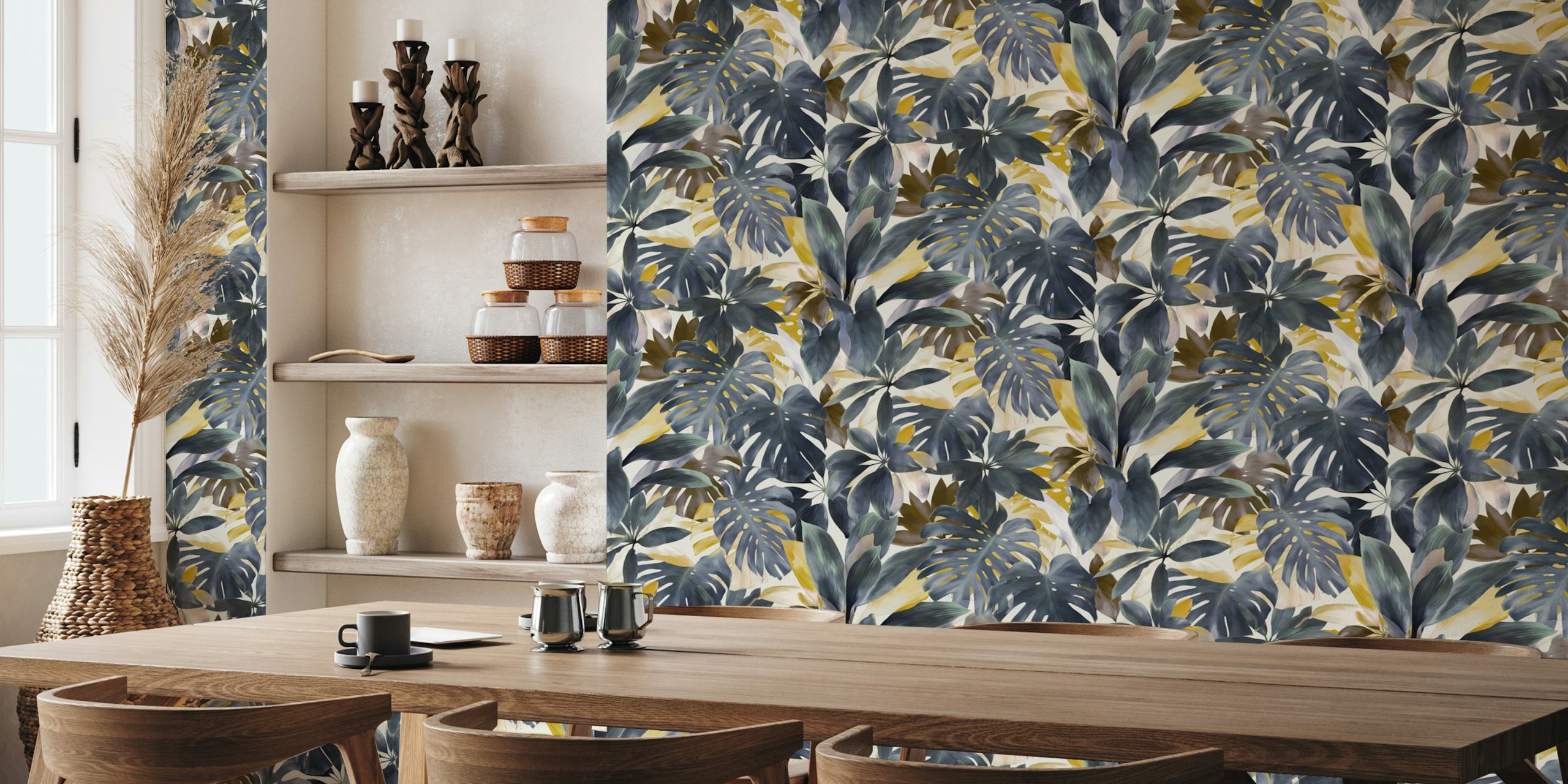 Tropical Jungle Leaves tapetti huoneessa