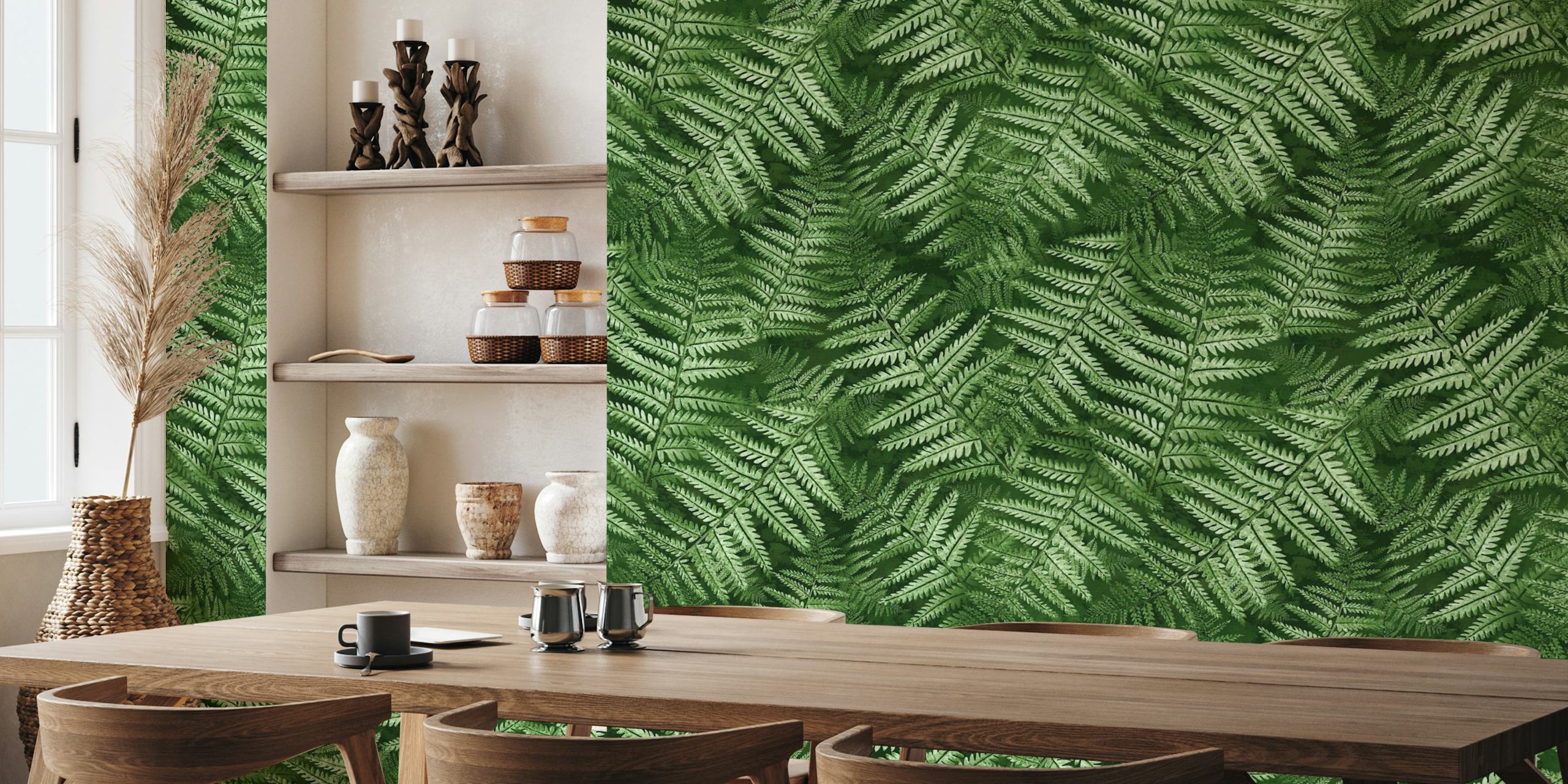 Fern leaves wallpaper in a room