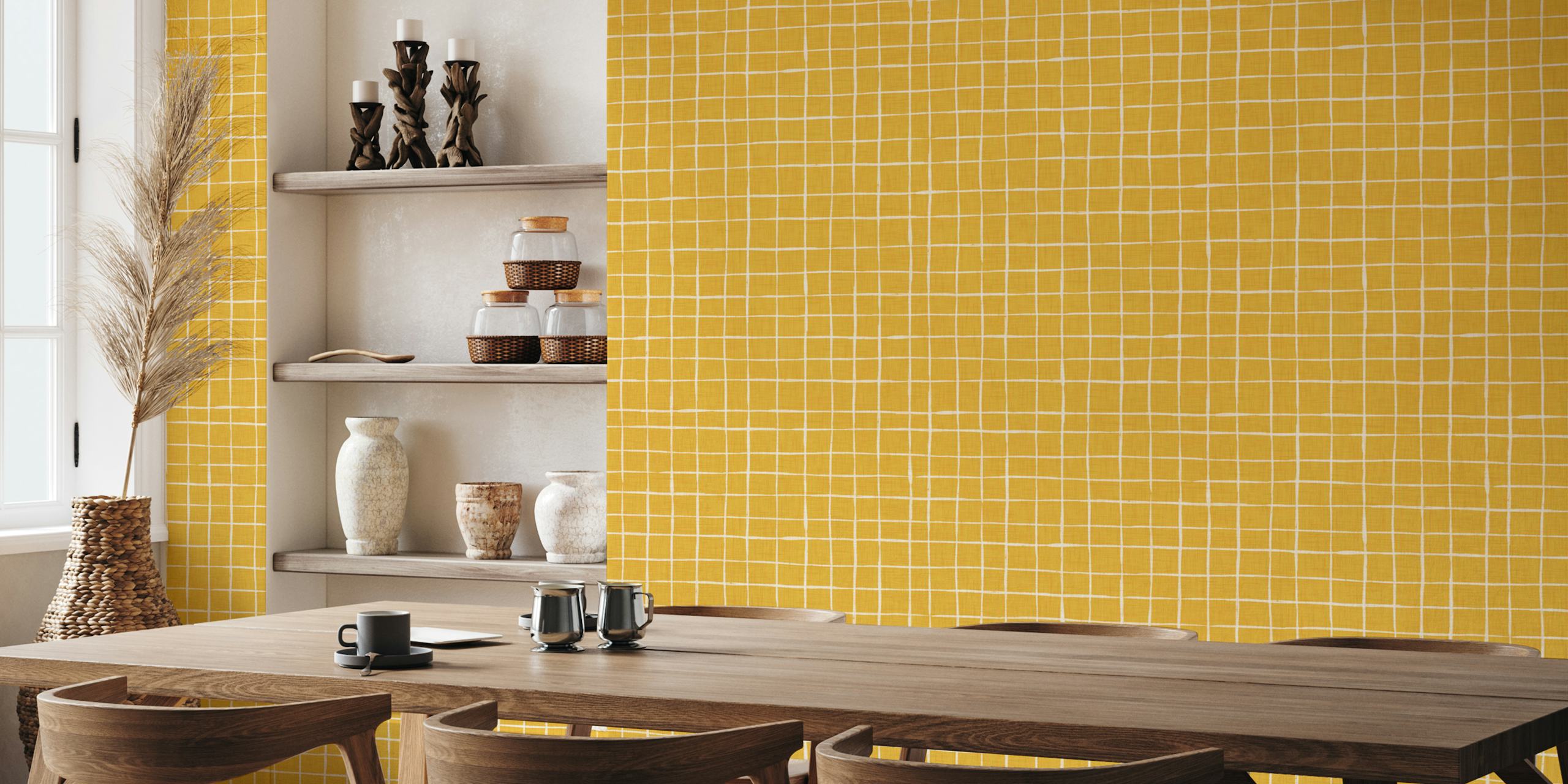 Golden Squares Charm wallpaper in a room