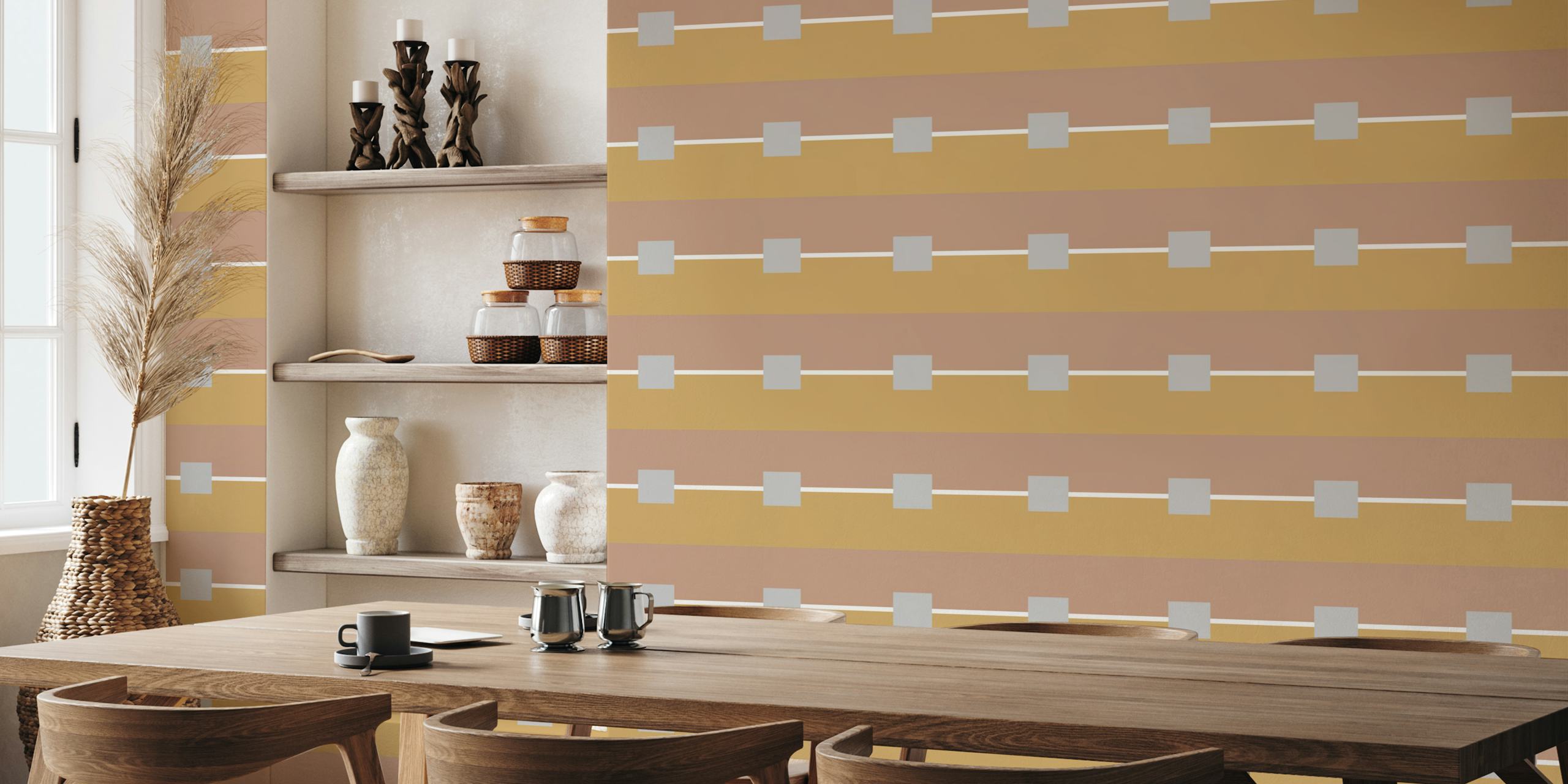Geometric patterns in muted earth tones wallpaper