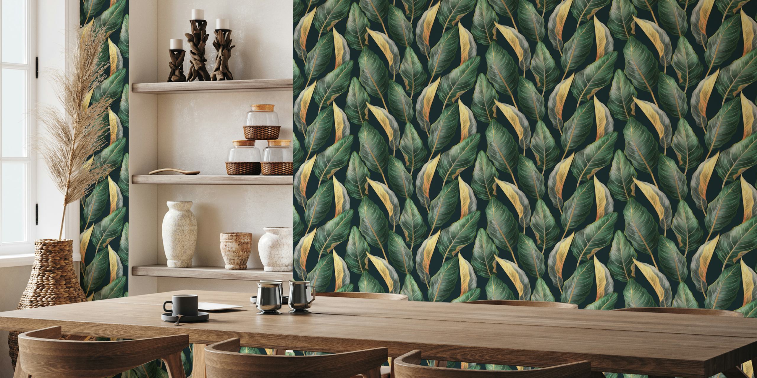 Carta da parati Vintage tropical pattern in una stanza