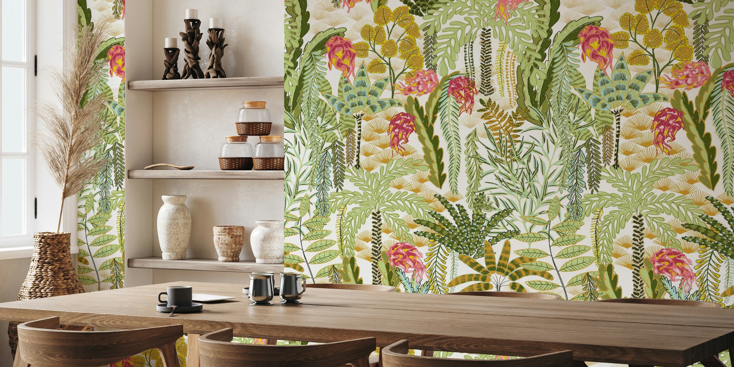 Tropical wallpaper design with dragon fruit light