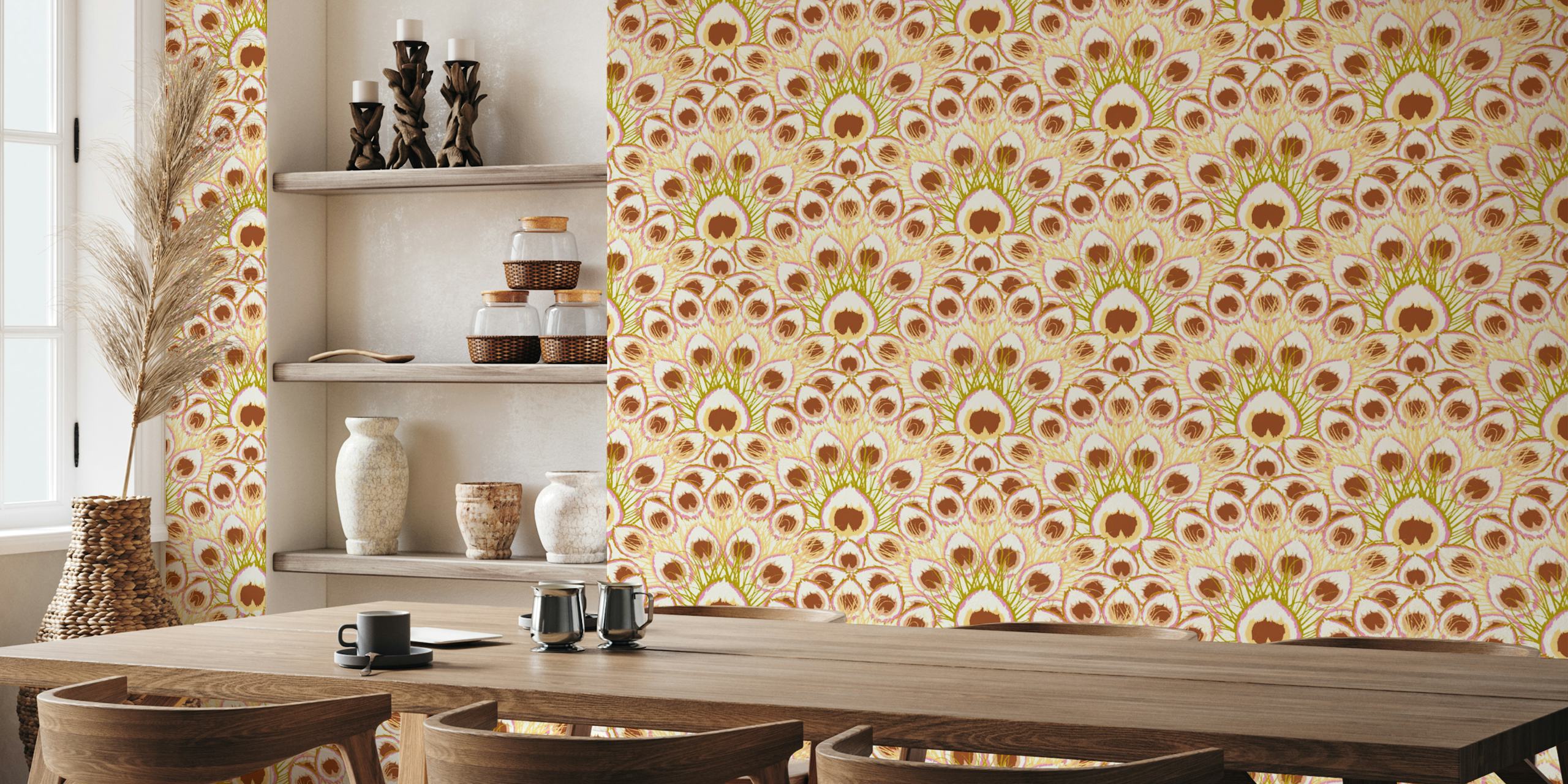 Abstract peacock latte wallpaper pattern